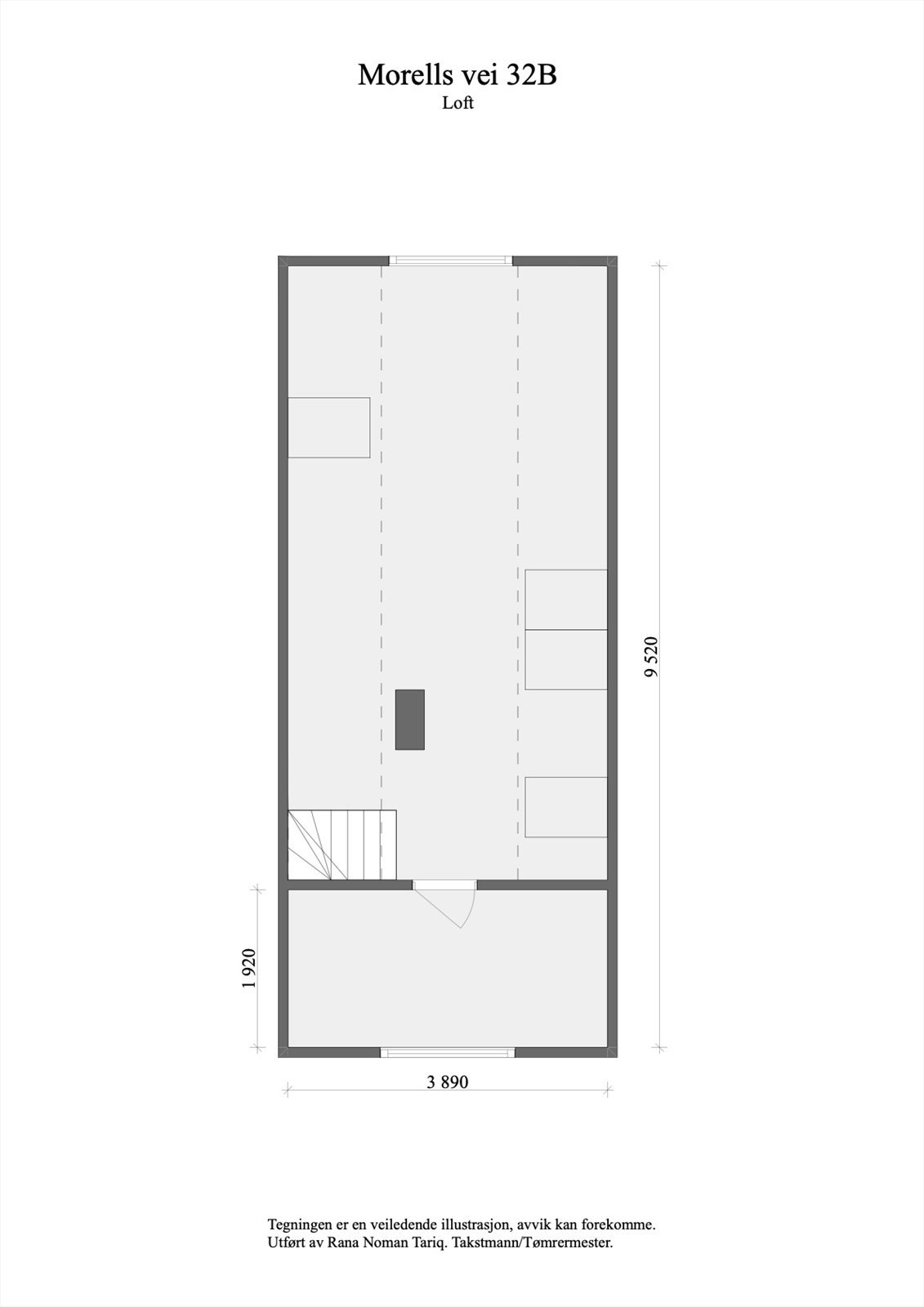 Plantegning, loftsplan Galleribilde