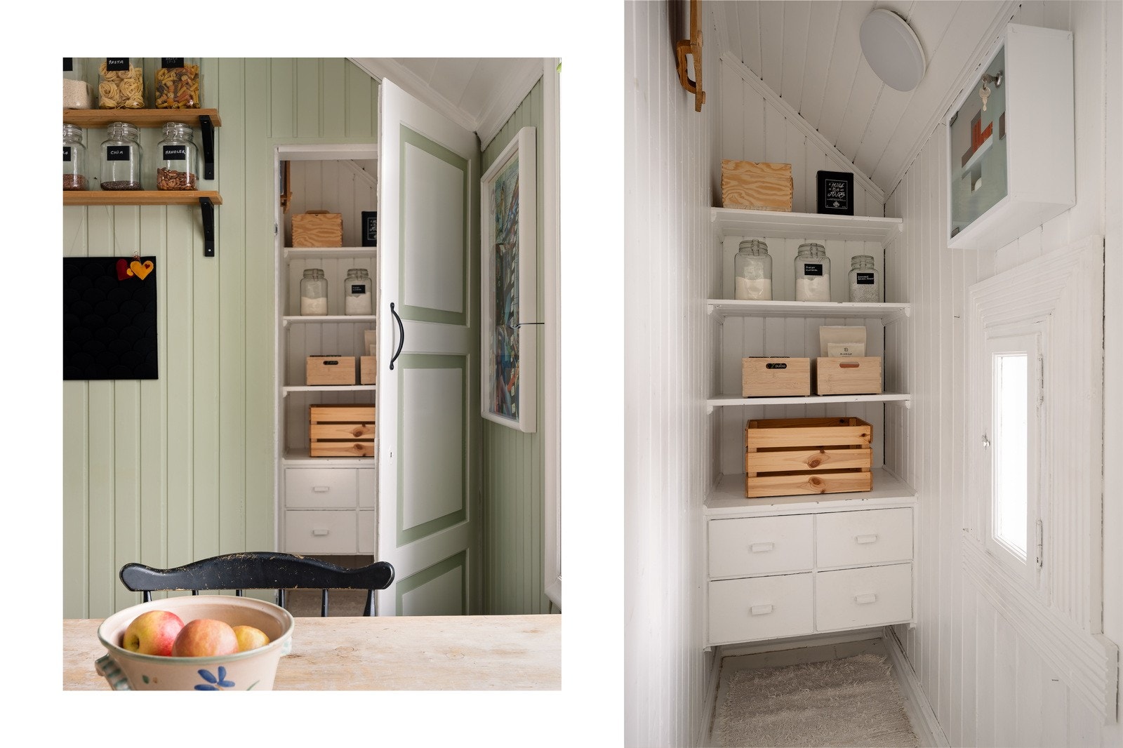 Spiskammeret gir ekstra lagringsplass og har et lite vindu som slipper inn dagslys. Galleribilde