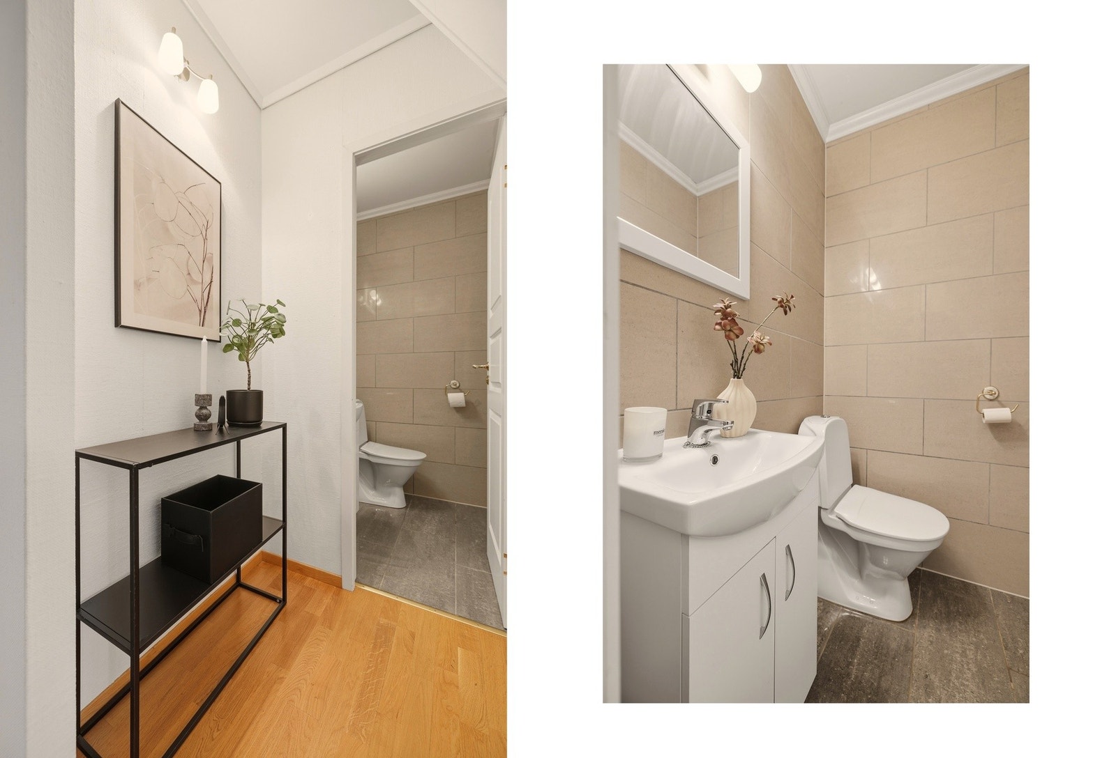 Gjestetoalettet har fliselagt gulv og vegger (oppusset ca 2010) Galleribilde