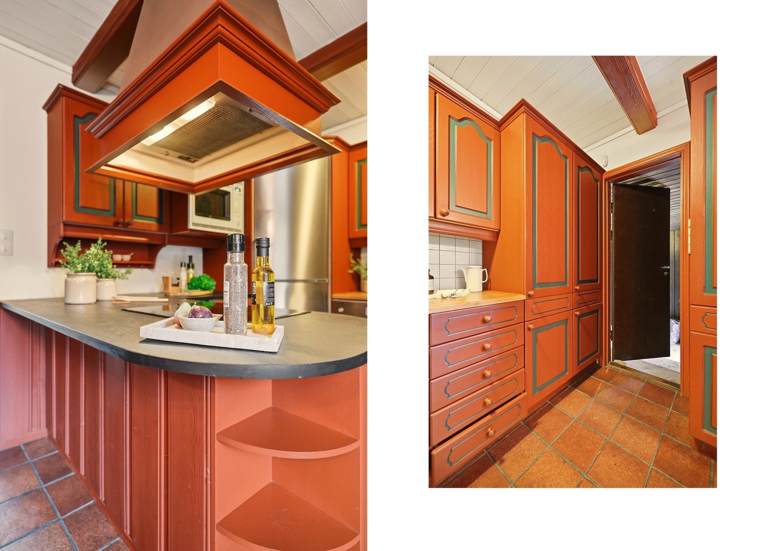 Kjøkkenet har egen inngang hvor du kan gå tørrskodd fra garasjen Galleribilde