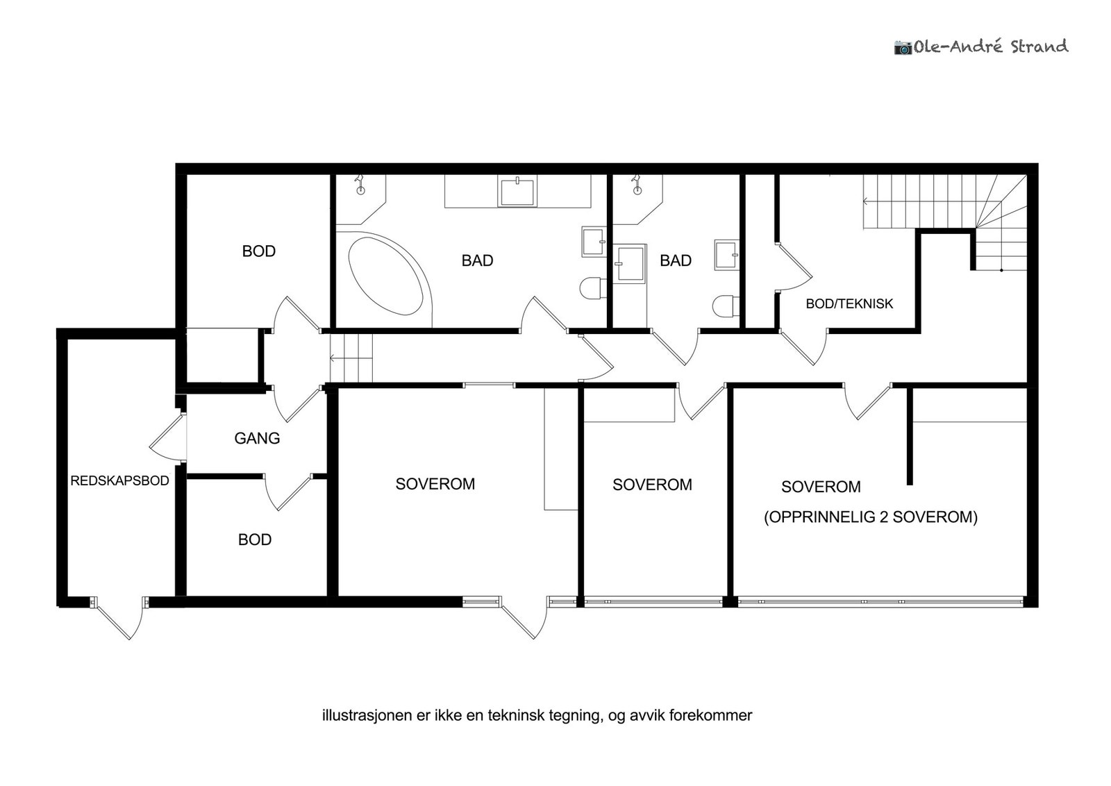 Planskisse for underetasjen | Etasjen er 105 m² og har egen inngang fra hagen samt interntrapp fra hovedetasjen Galleribilde