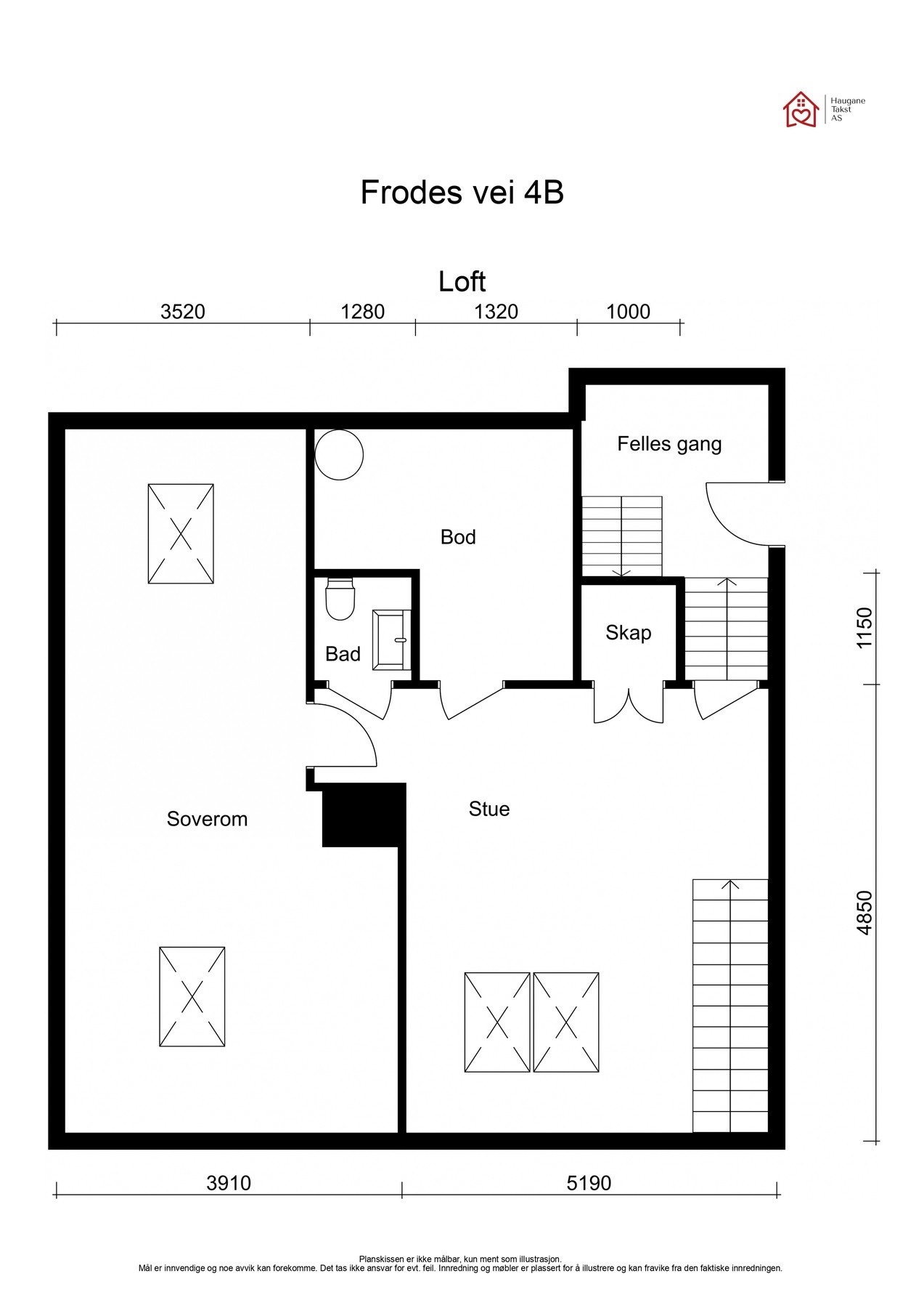 Planskisse loft. Galleribilde