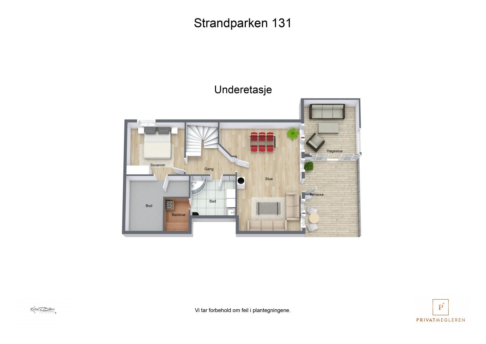 Strandparken 131 - 3D plantegning Underetasje Galleribilde