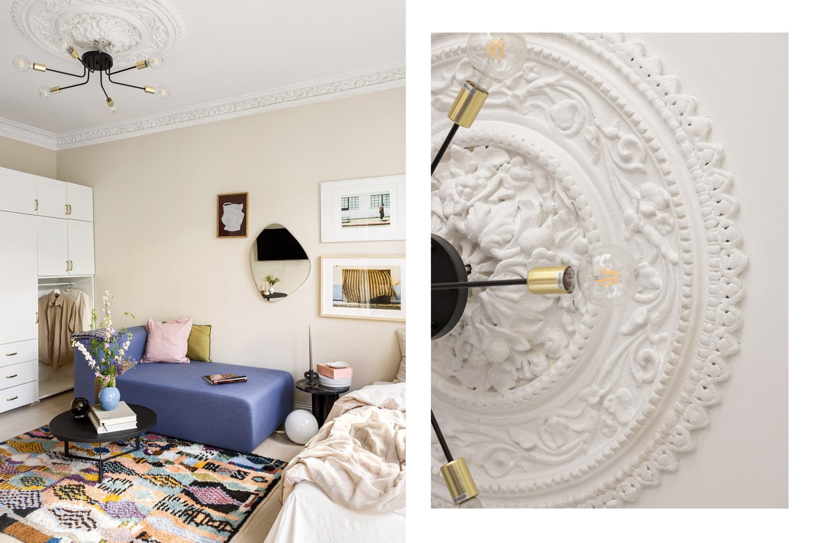 Leiligheten har en rekke klassiske detaljer som stukkatur, rosett, originale heltre gulv og god takhøyde. Galleribilde