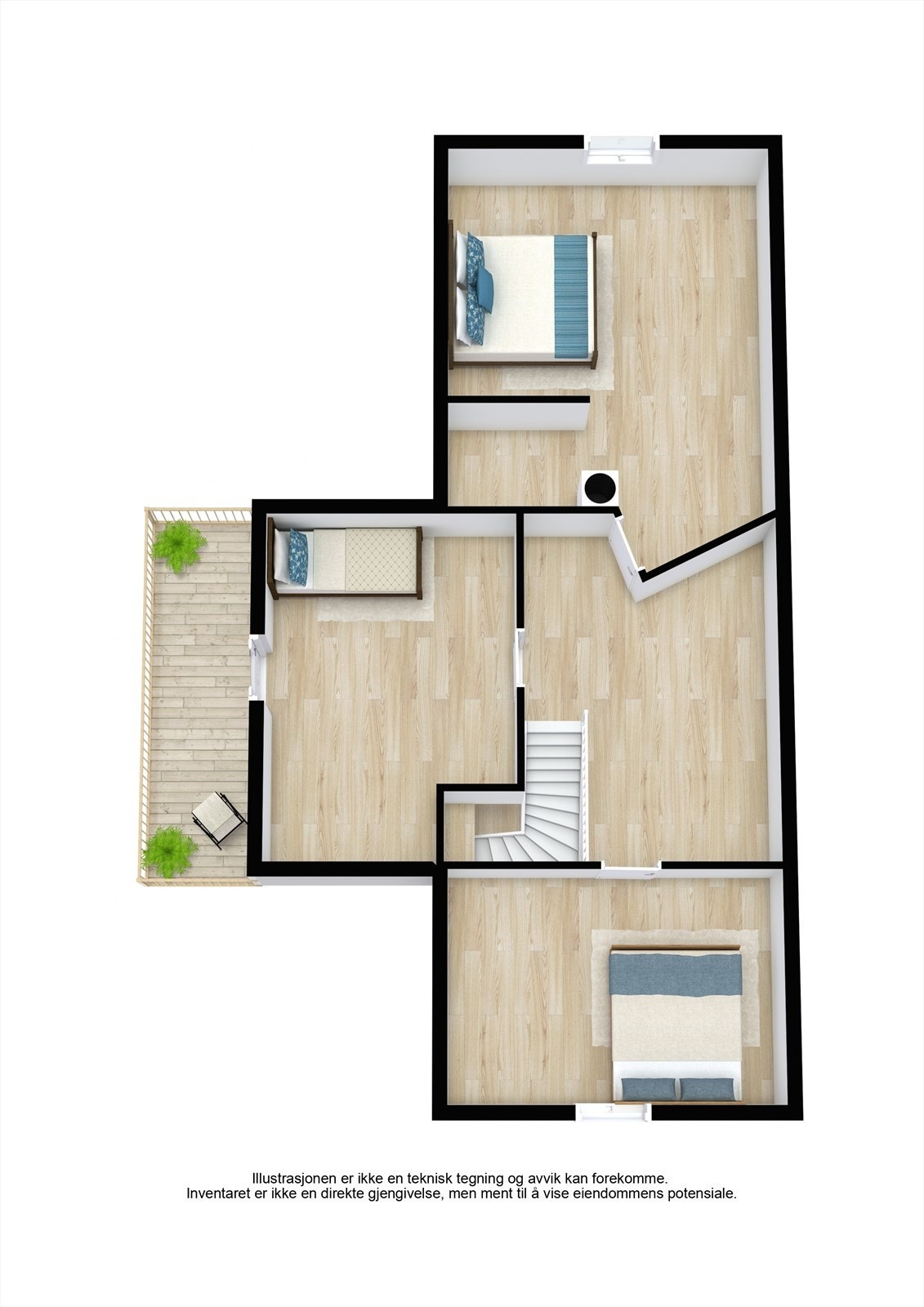 Illustrasjonen er ikke en teknisk tegning og avvik kan forekomme. Inventaret er ikke en direkte gjengivelse, men ment til å vise eiendommens potensiale. Galleribilde
