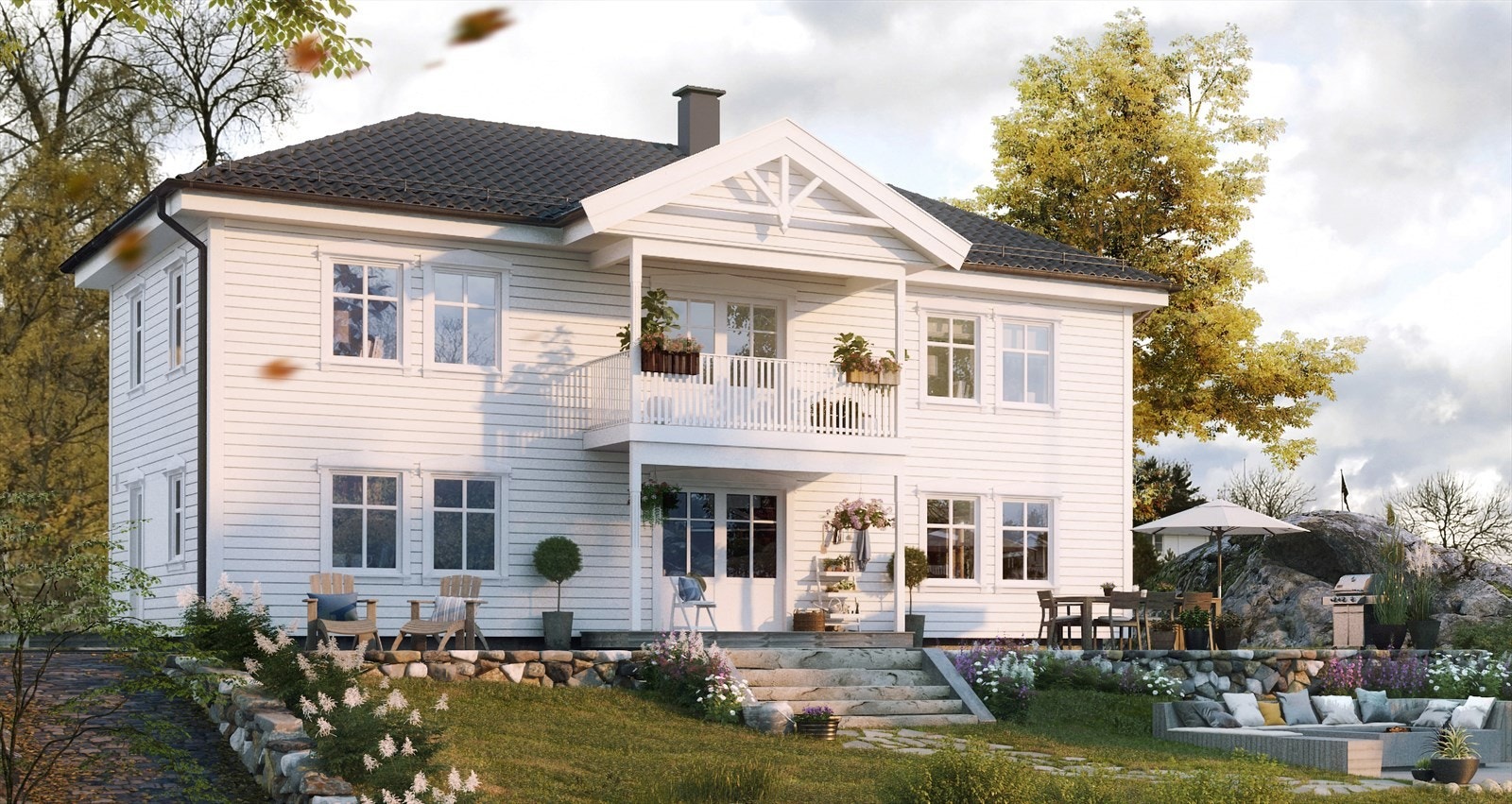 Forslag til hustype, her vist med husmodell Fagerli fra Boligpartner Galleribilde