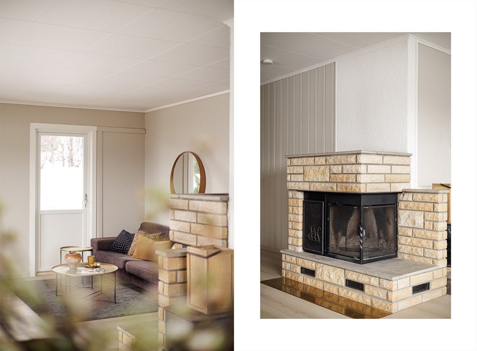 Peisen skaper et hyggelig midtpunkt i rommet og bidrar til både varme og stemning. Galleribilde