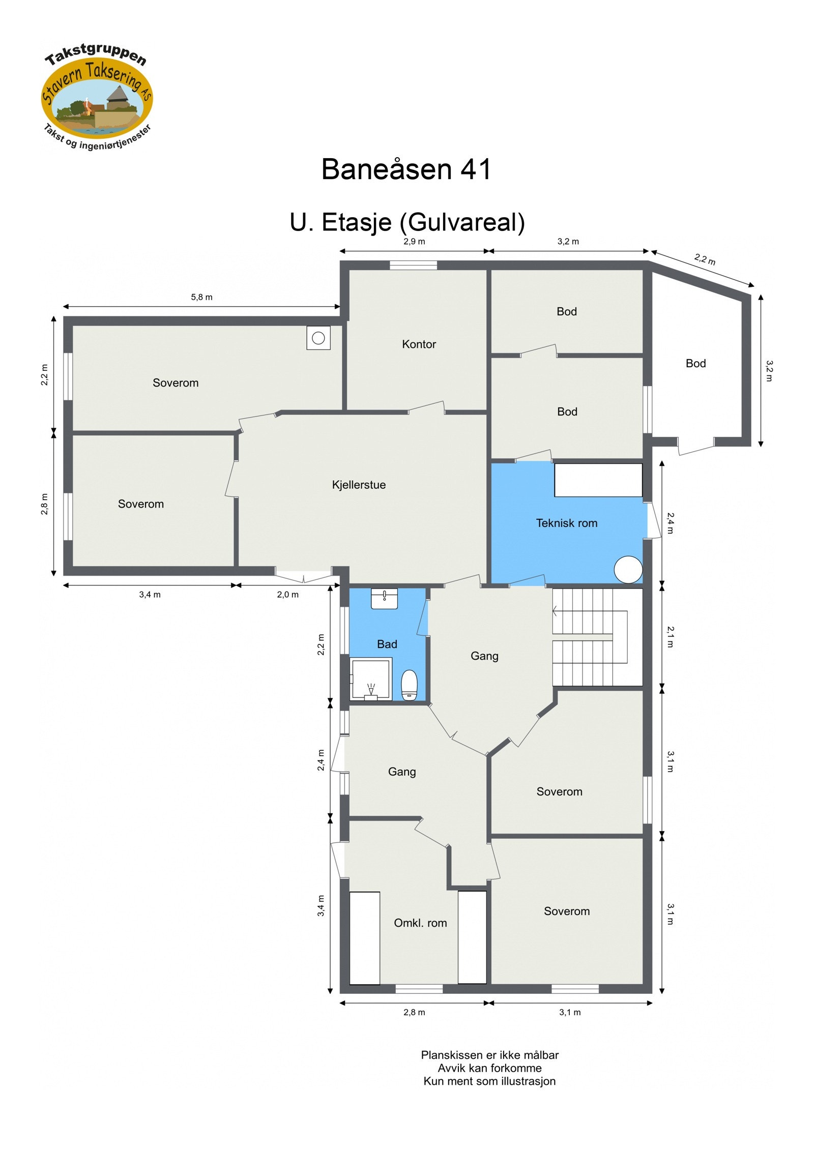 Baneåsen 41 - 2D - U. Etasje (Gulvareal) - Letterhead Galleribilde