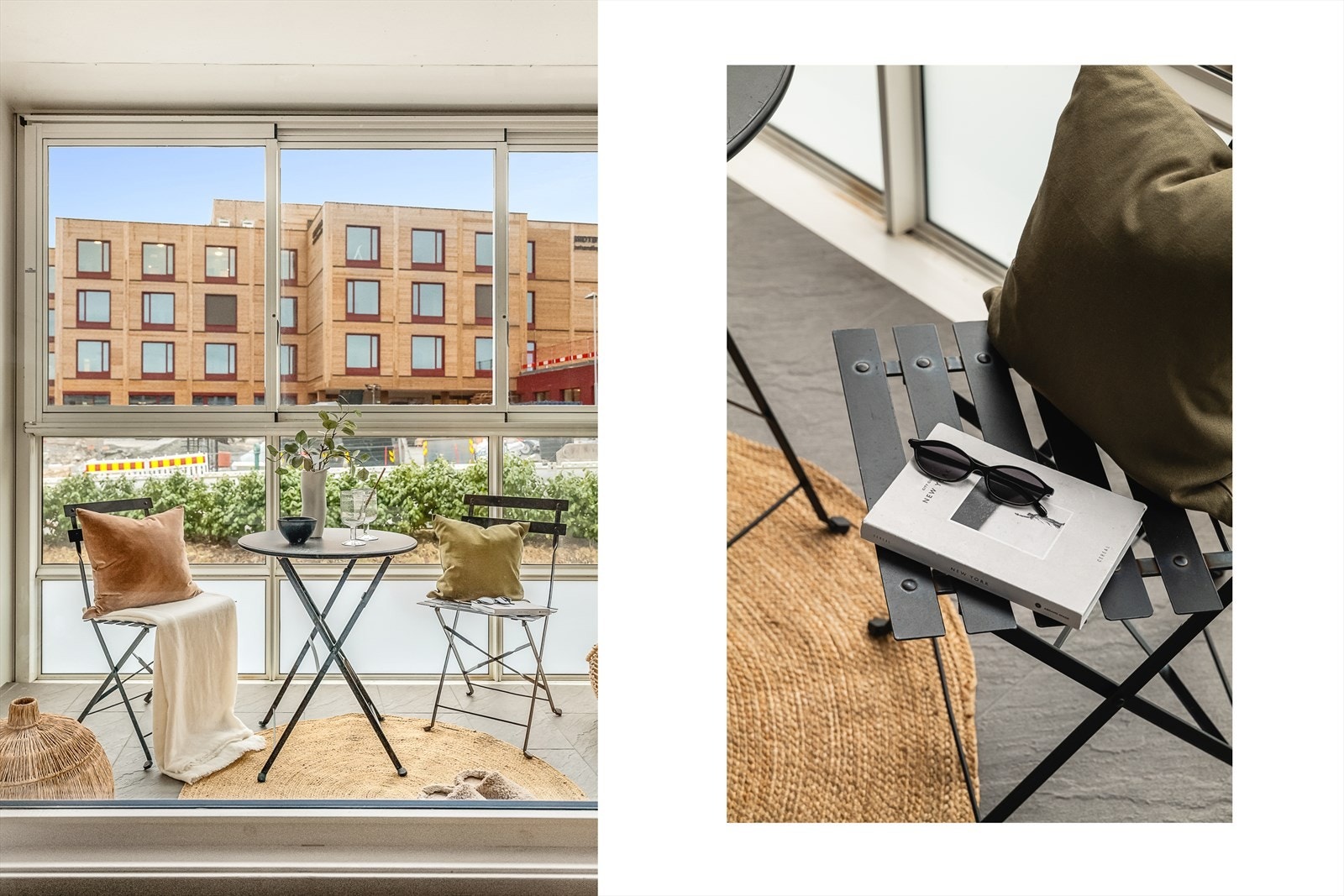 Fra stuen er det utgang til romslig innglasset balkong med påkostede fliser på gulv. Galleribilde