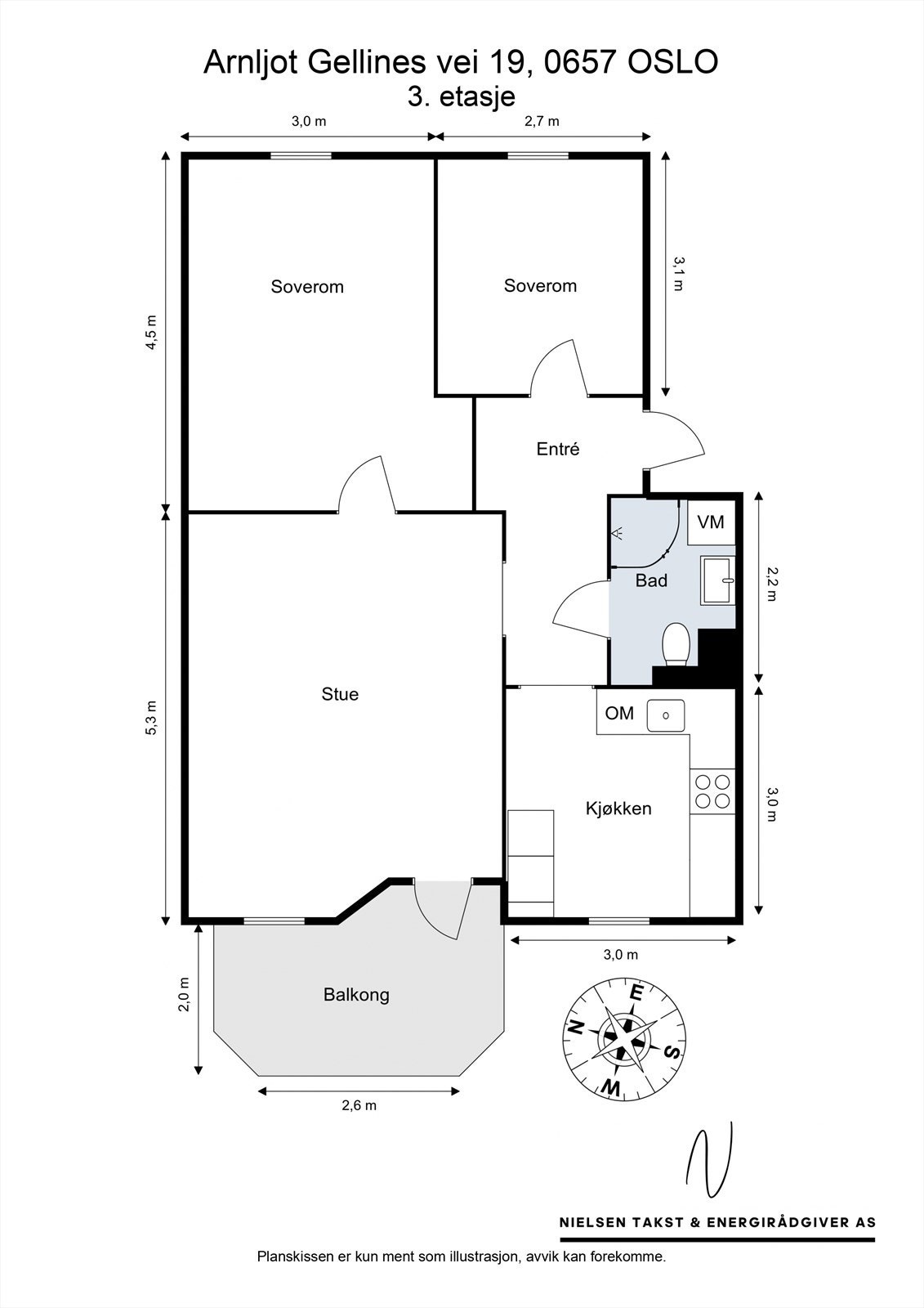 Leiligheten har en gjennomgående og arealeffektiv planløsning med to soverom. Galleribilde