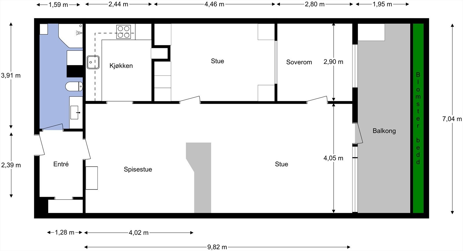 Plantegning utarbeidet av takstmann. Galleribilde