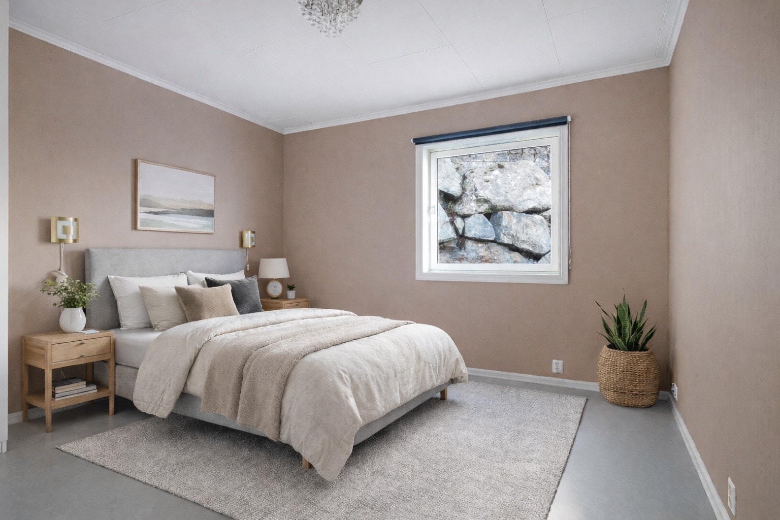 Samme rom der det er redigert inn møbler for en bedre rom forståelse. Galleribilde