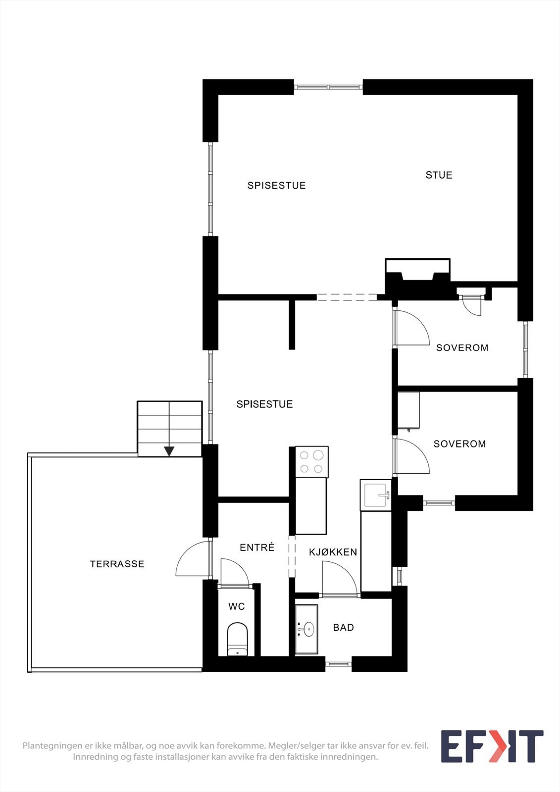 Hytta har en arealeffektiv planløsning over ett plan. Galleribilde