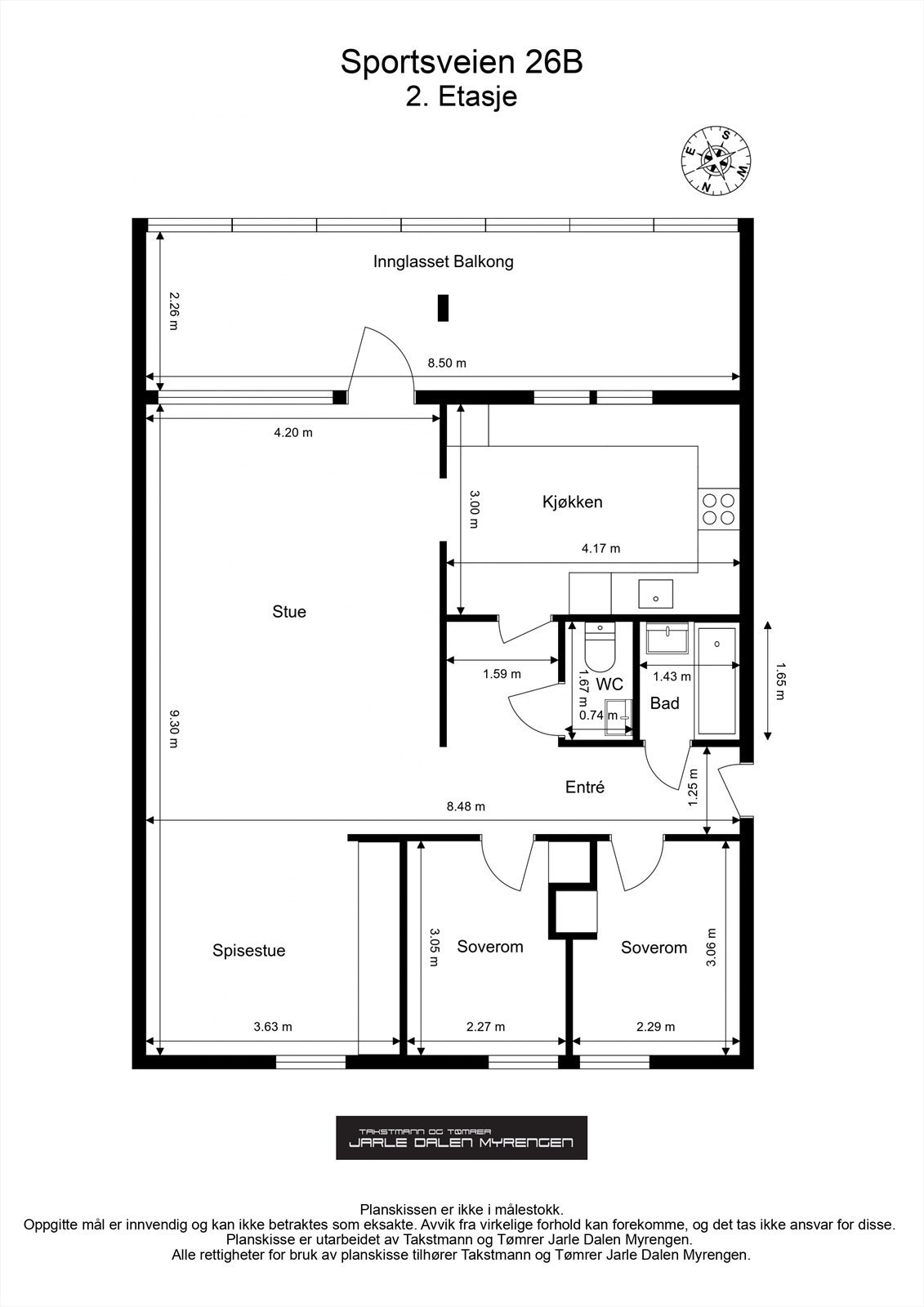 Leiligheten har en arealeffektiv planløsning på 79 m² Galleribilde