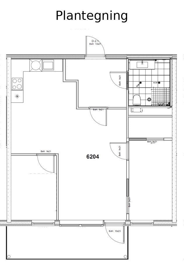 Plantegning levert av Aas og Nordal ved overtakelse av leilighet. Galleribilde