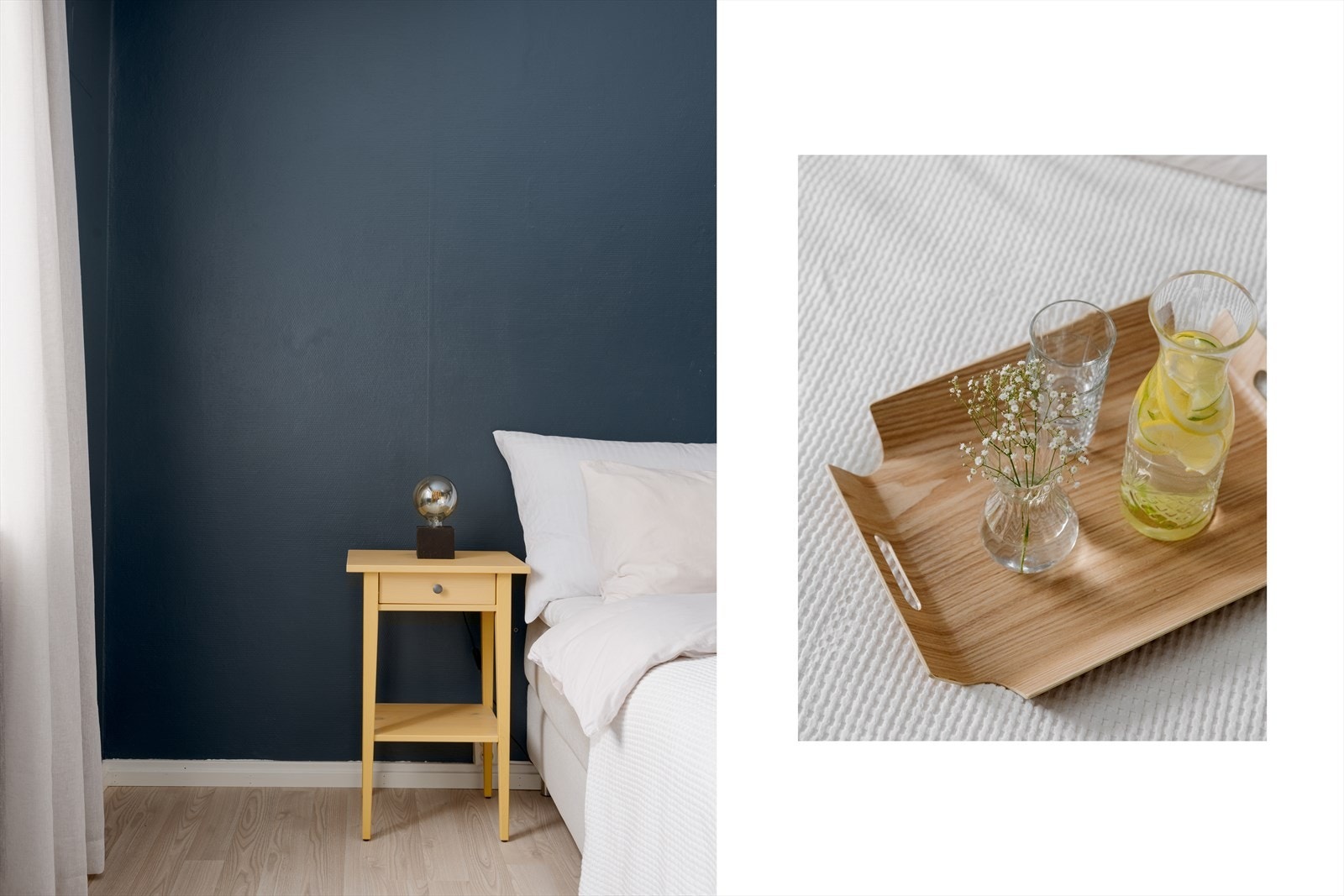 Vegger er malt i en mørk og behagelig farge. Galleribilde