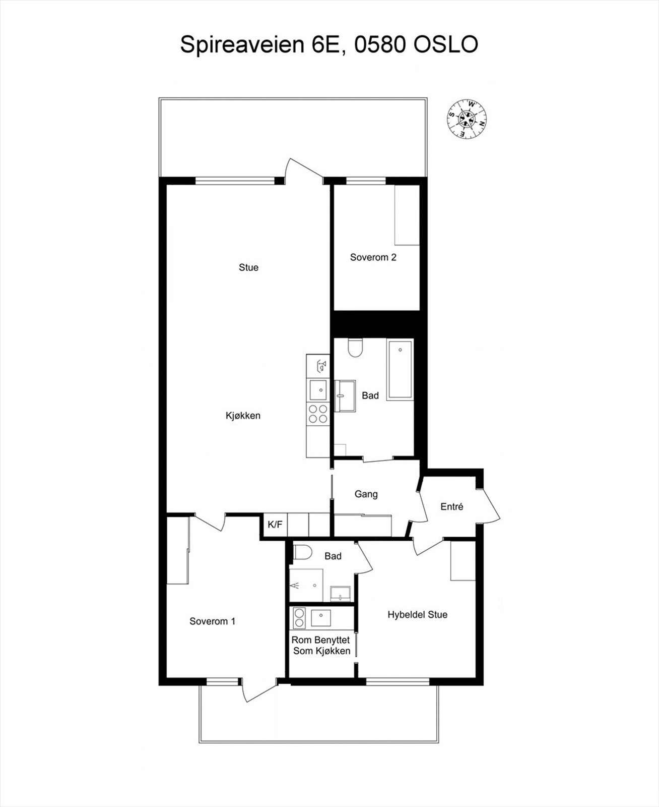 Alternativ planløsning med hybeldel - estimert utleie kr 11.500,- per mnd. Dette er et søknadspliktig tiltak hos kommunen for å få rom endret til varig opphold Galleribilde