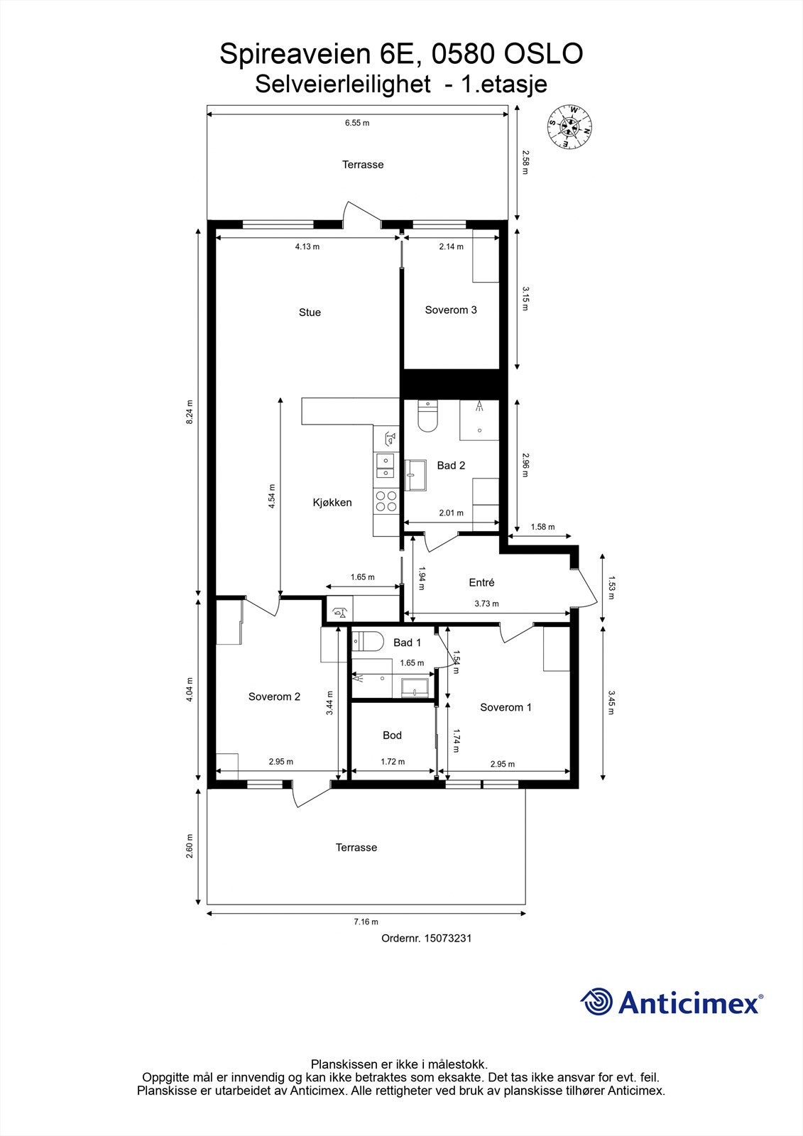 Målsatt plantegning Galleribilde