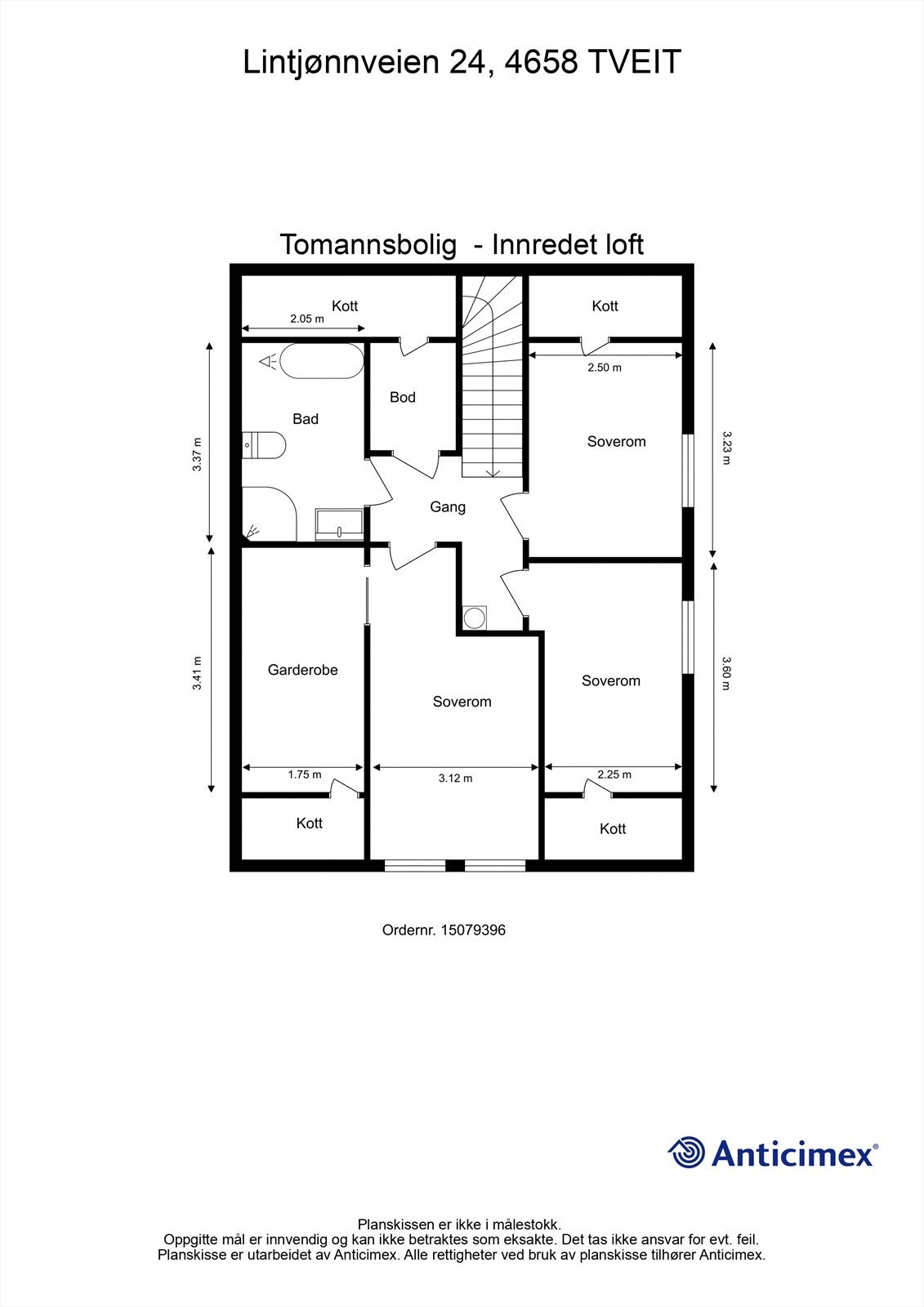 Plantegning Tomannsbolig - Innredet loft Galleribilde