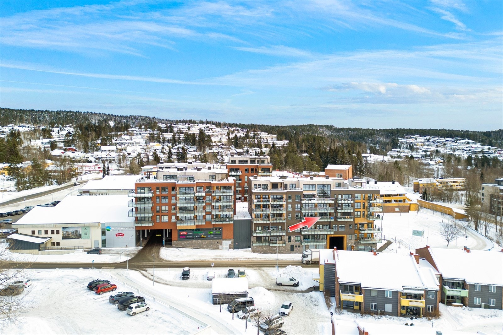 Leiligheten ligger i det attraktive og nye boligkomplekset Konnerud Senter Panorama Galleribilde