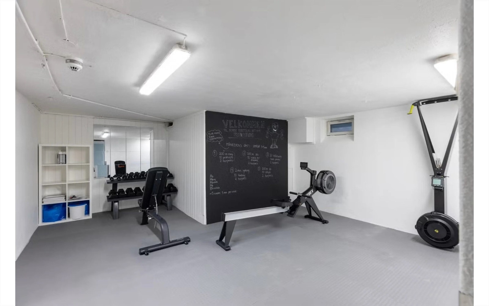 Borettslaget har også et eget treningsrom i kjeller. Galleribilde