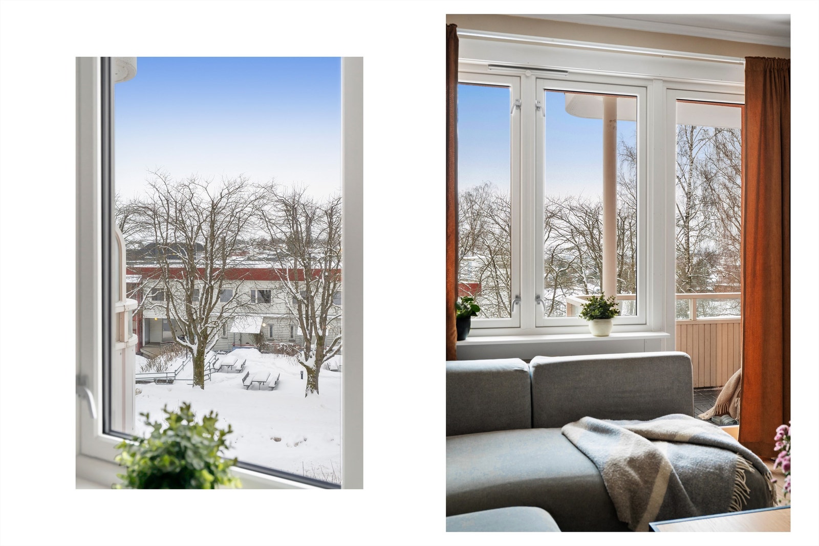 Fra vinduene ser du ut mot rolige og veletablerte fellesområder. Galleribilde