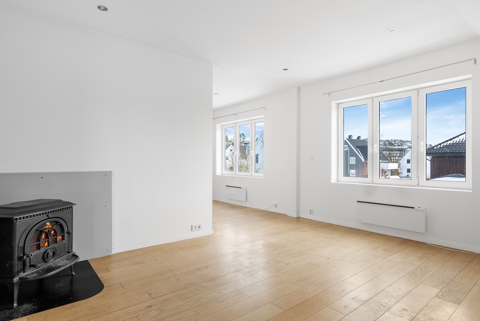 Her har du 1-stav eik parkettgulv Galleribilde