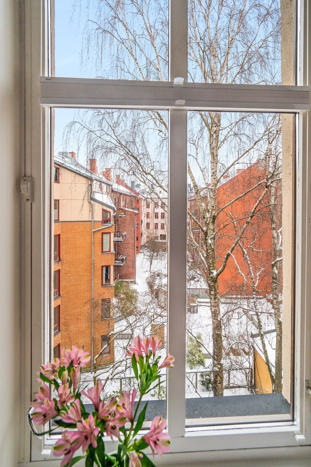Fra soveromsvinduet ser du ut mot den skjermede bakgården. Galleribilde
