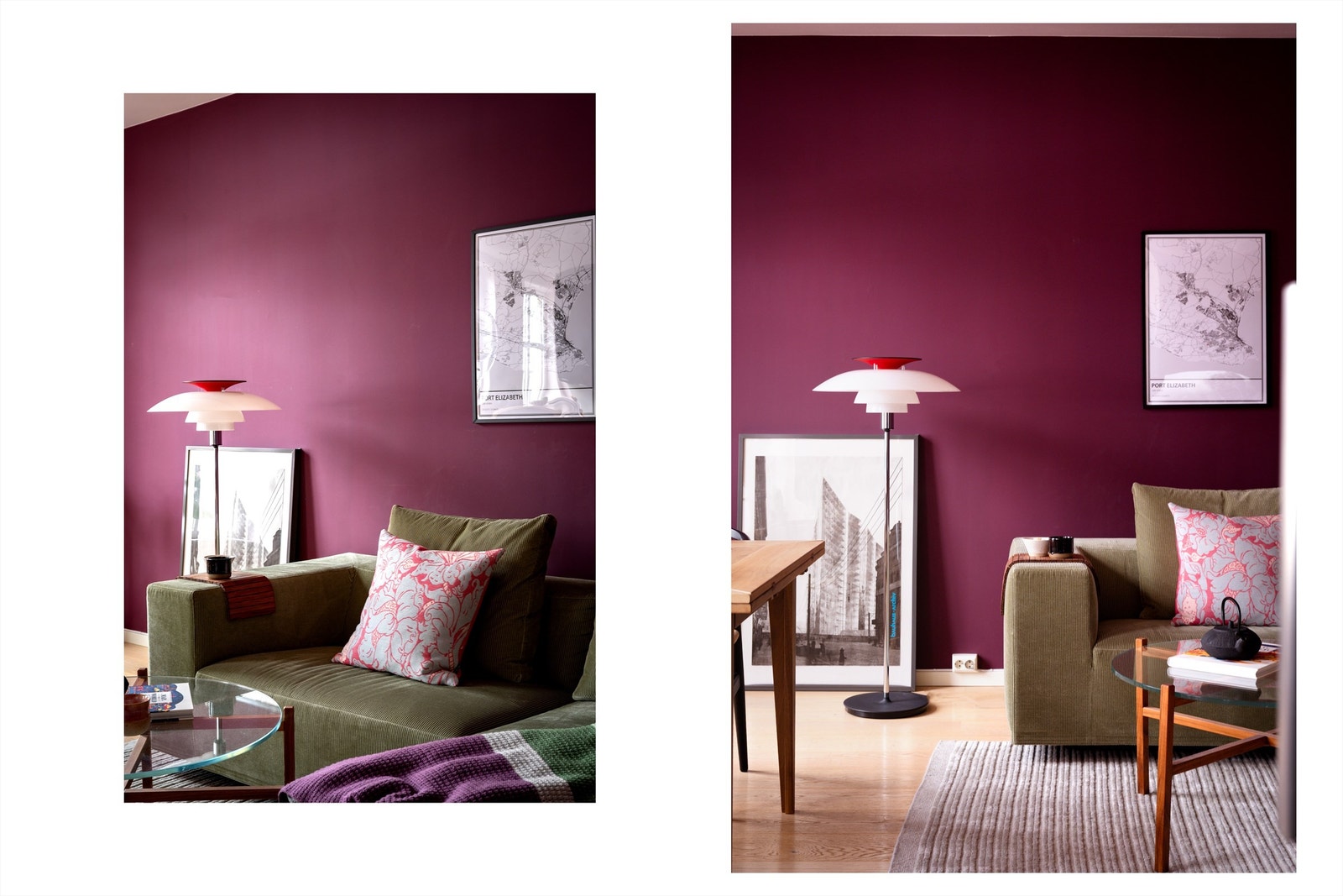 Overflatene i stue og kjøkken ble malt med en særpreget kalkmaling i 2024. Galleribilde