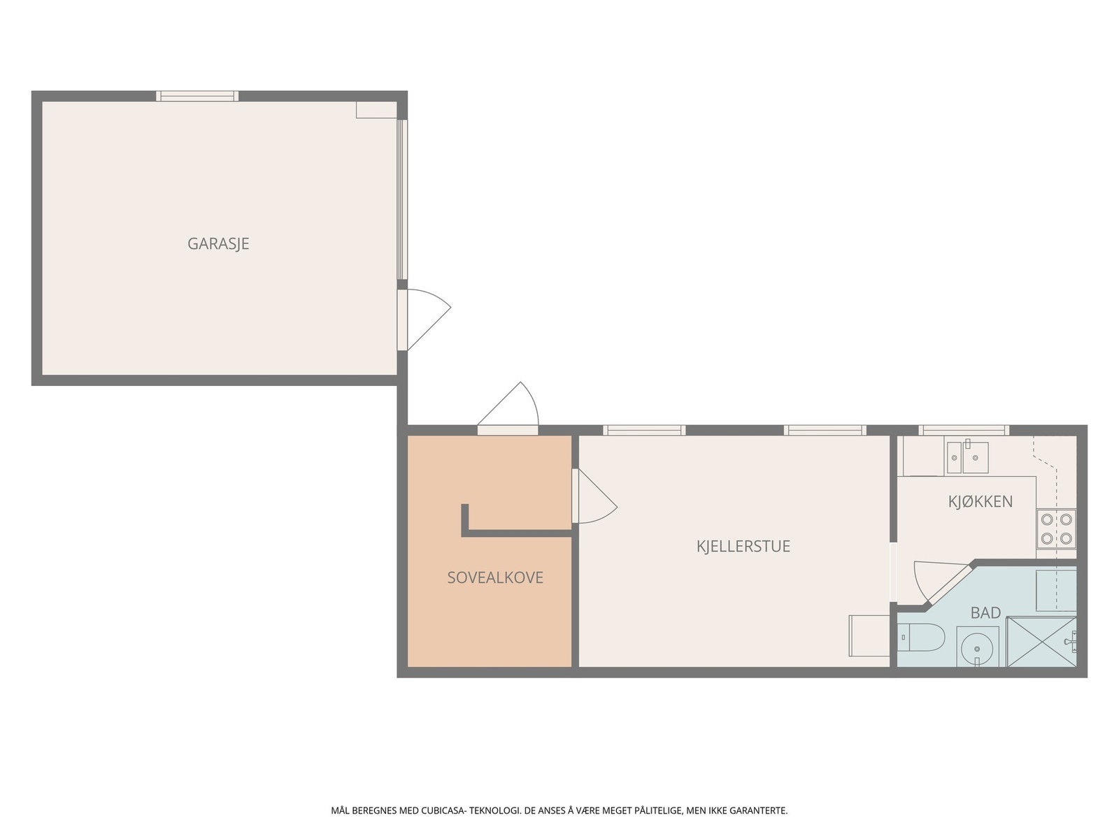 Planskisse hybel i kjeller og lagringsgarasje Galleribilde