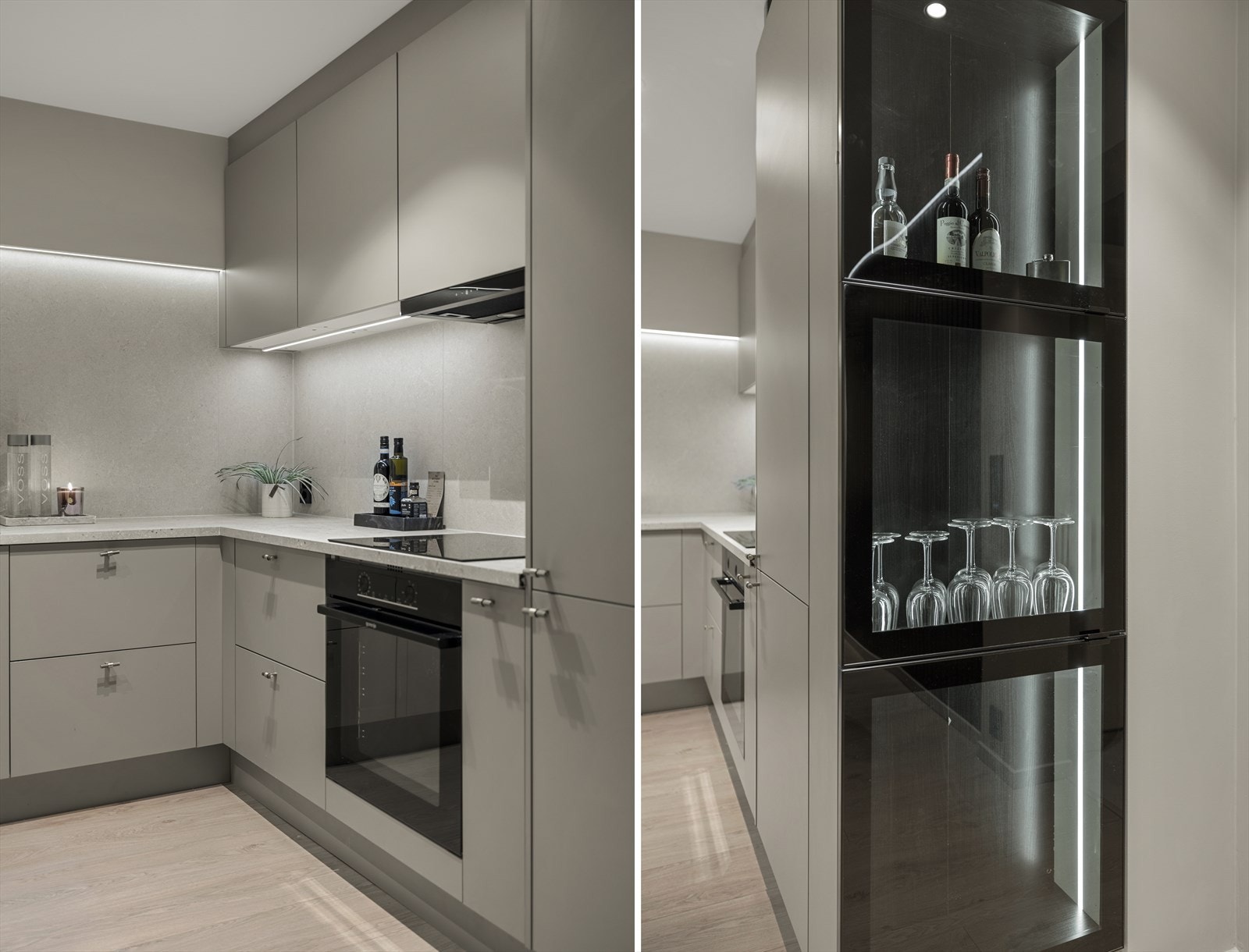 Hvitevarer som platetopp, stekeovn, kjøleskap med fryser og oppvaskmaskin er integrerte. Galleribilde