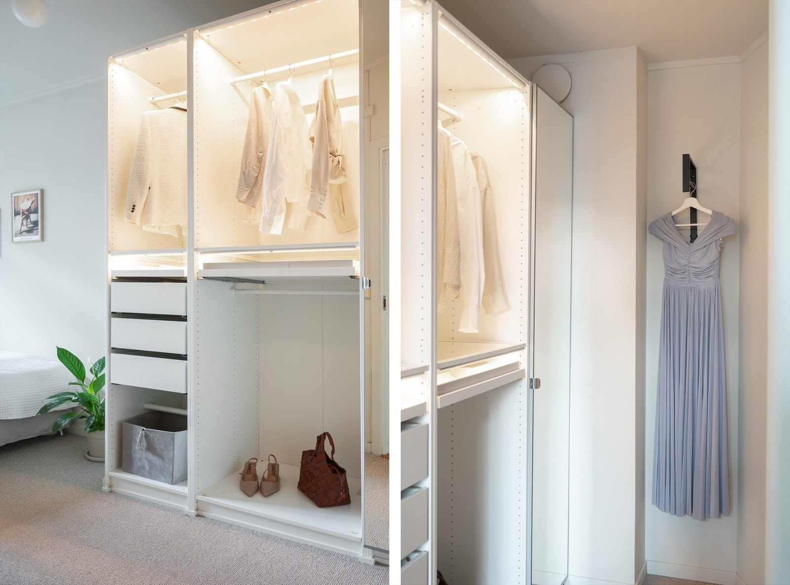 Garderobeskap med integrert belysning. Galleribilde