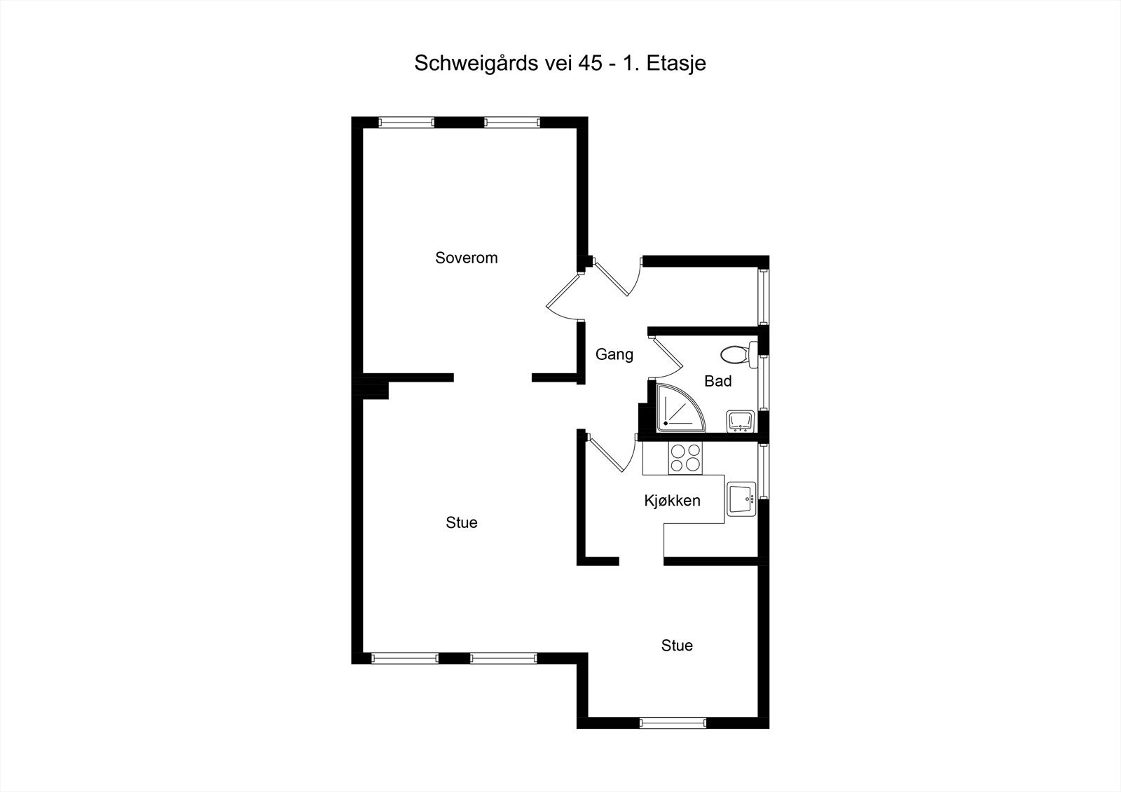 Plantegning, 1. etasje. Galleribilde