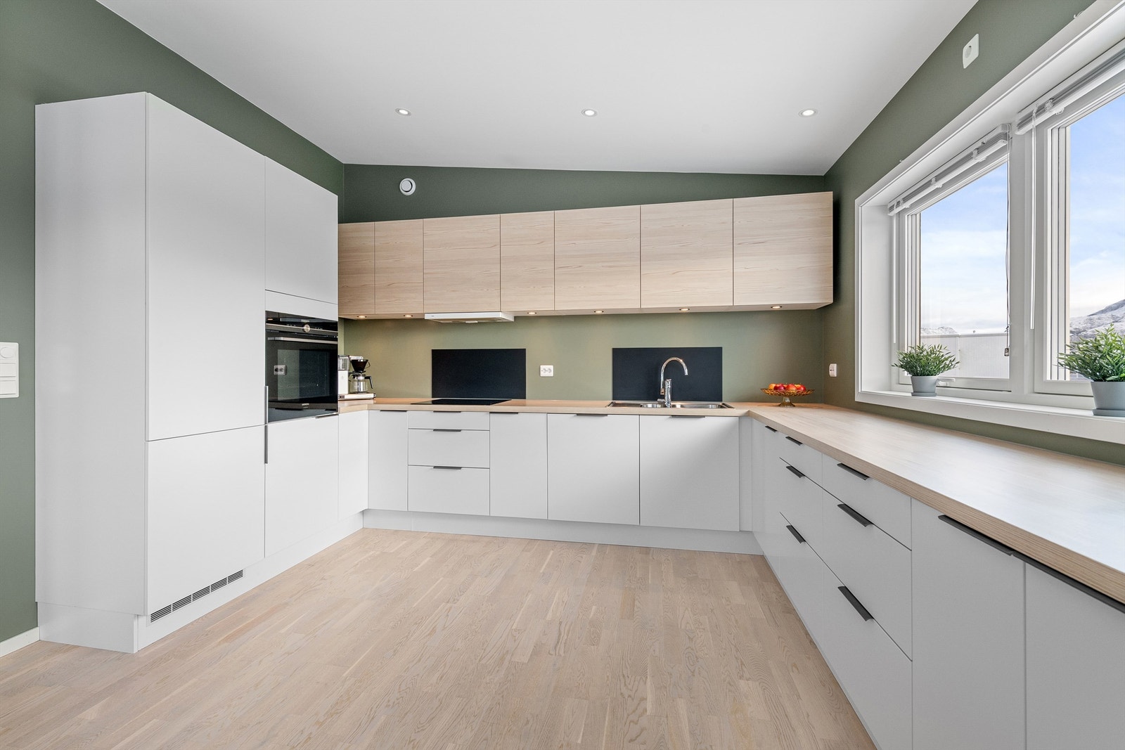 Kjøkkenet er velutstyrt med platetopp, stekeovn, kjøl/fryseskap og oppvaskmaskin. Galleribilde