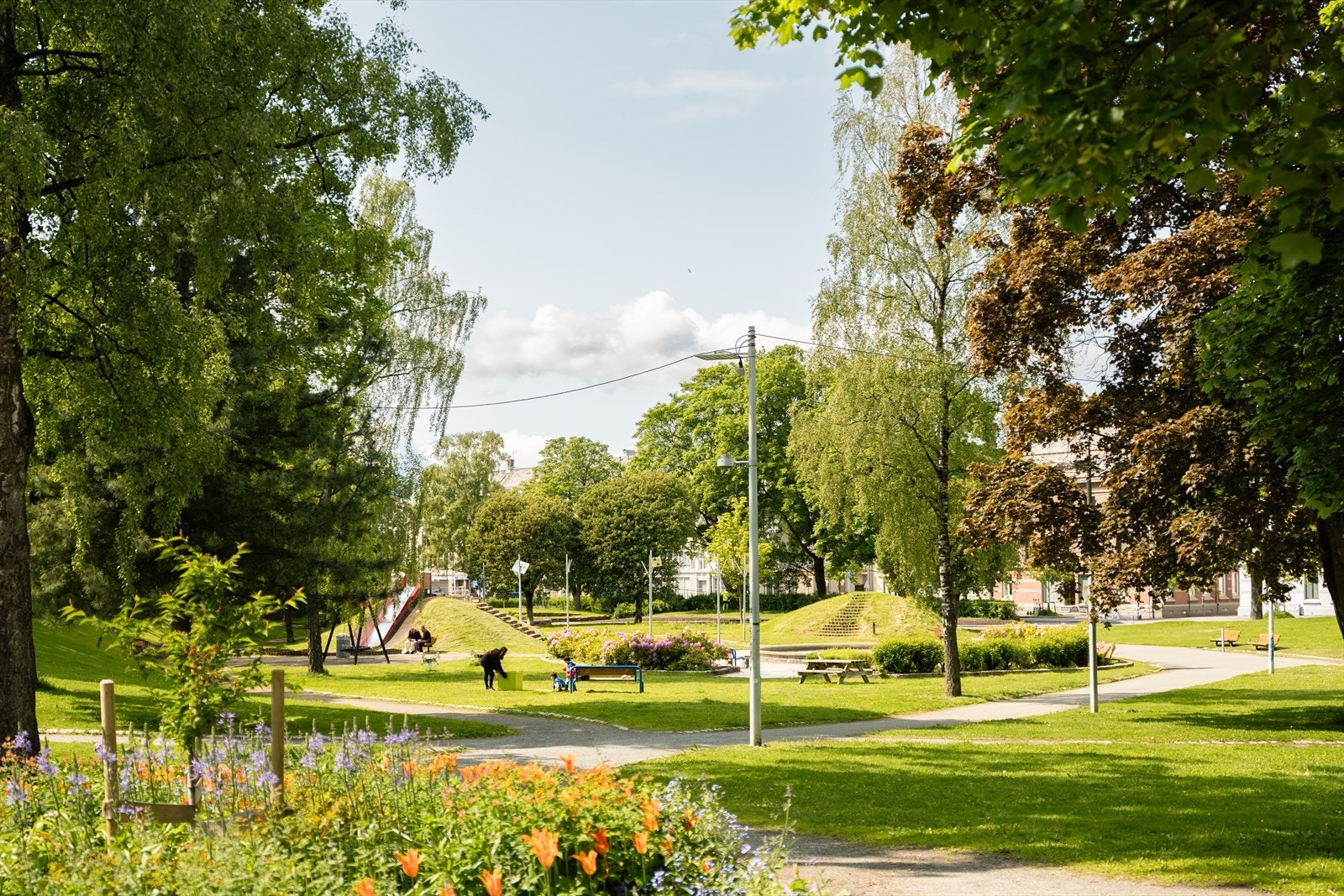 Bare få minutters gange fra leiligheten ligger Lademoparken, med store grøntarealer - perfekt for soling, grilling og rekreasjon i sommerhalvåret. Galleribilde