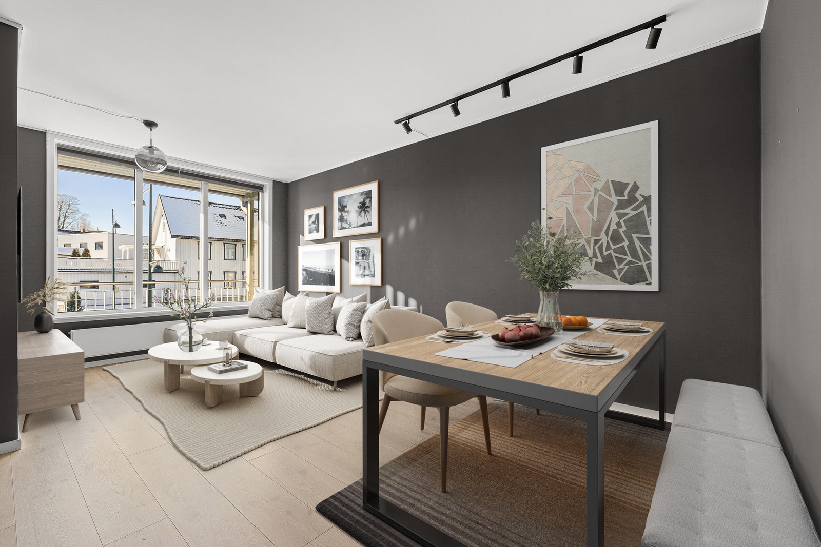 EiendomsMegler 1 v/Frank Robert Bae har gleden av å presentere en moderne toppleilighet beliggende på Dalen Hageby (bildet er digitalt innredet med møbler). Galleribilde