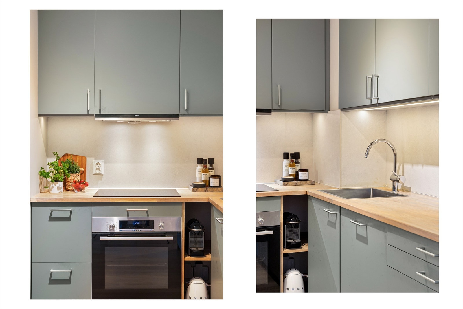 Kjøkkenet er fullt utstyrt med integrerte hvitevarer som medfølger handelen. Galleribilde