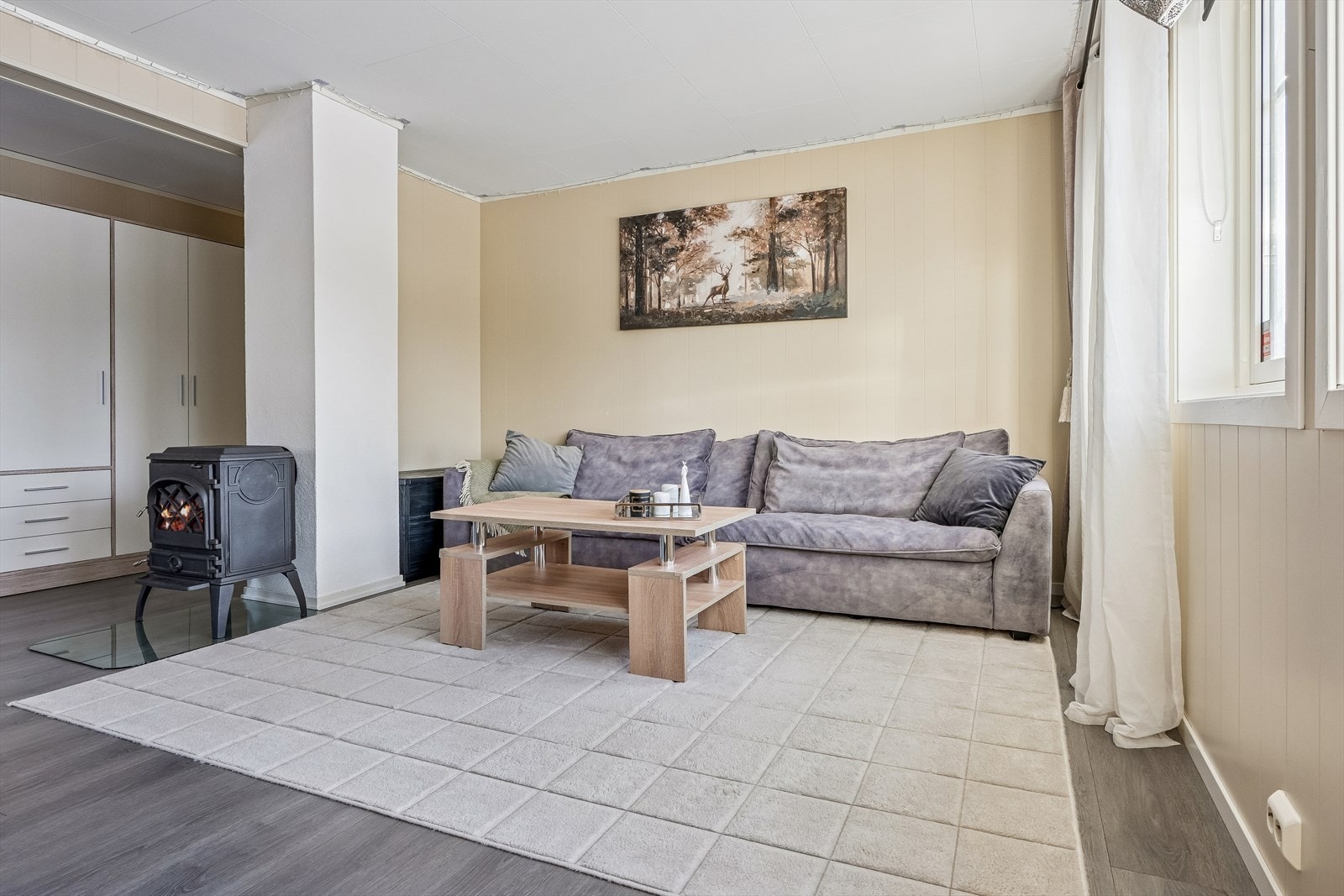 Oppvarming med ved og strøm. Galleribilde