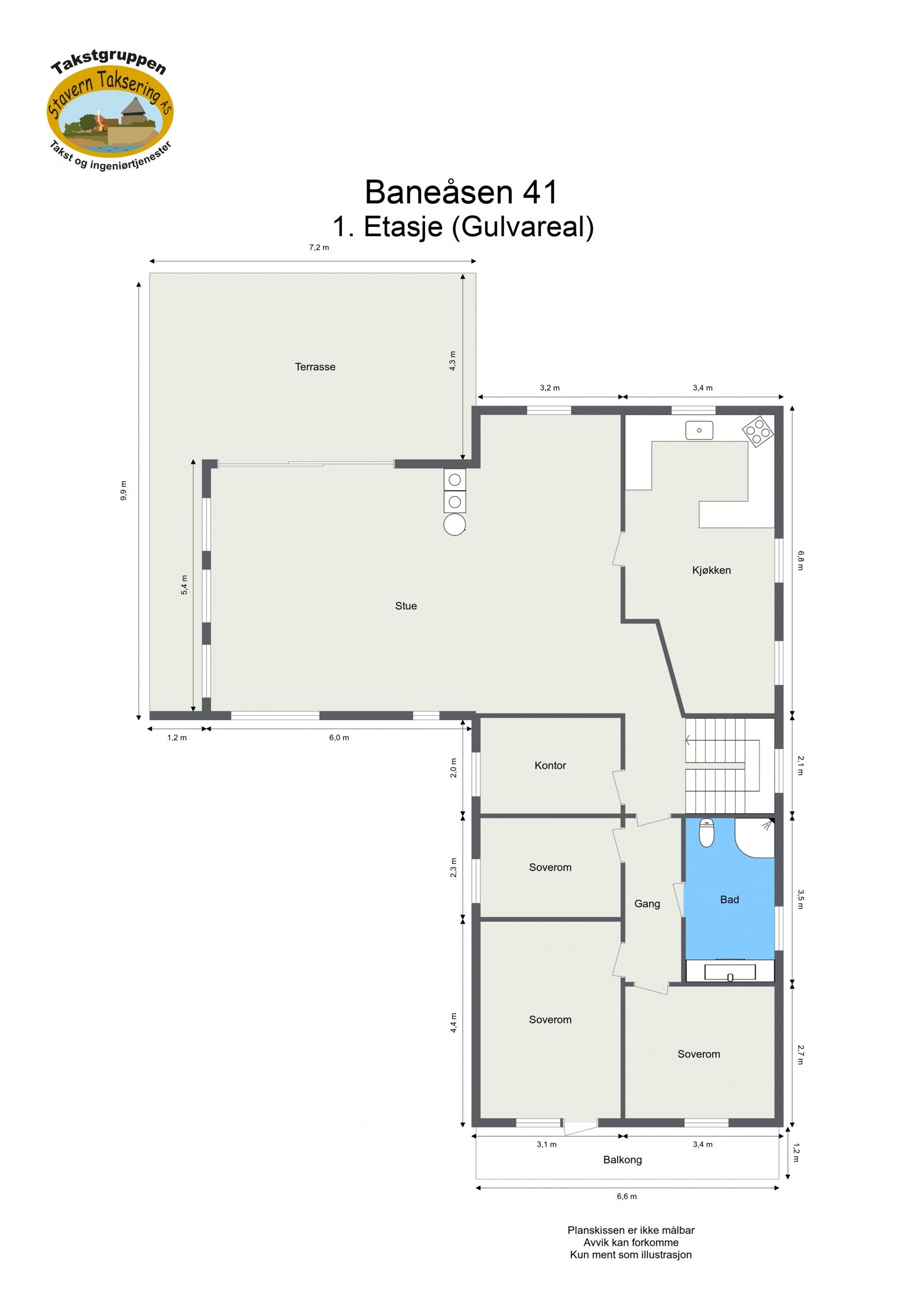 Baneåsen 41 - 2D - 1. Etasje (Gulvareal) - Letterhead Galleribilde