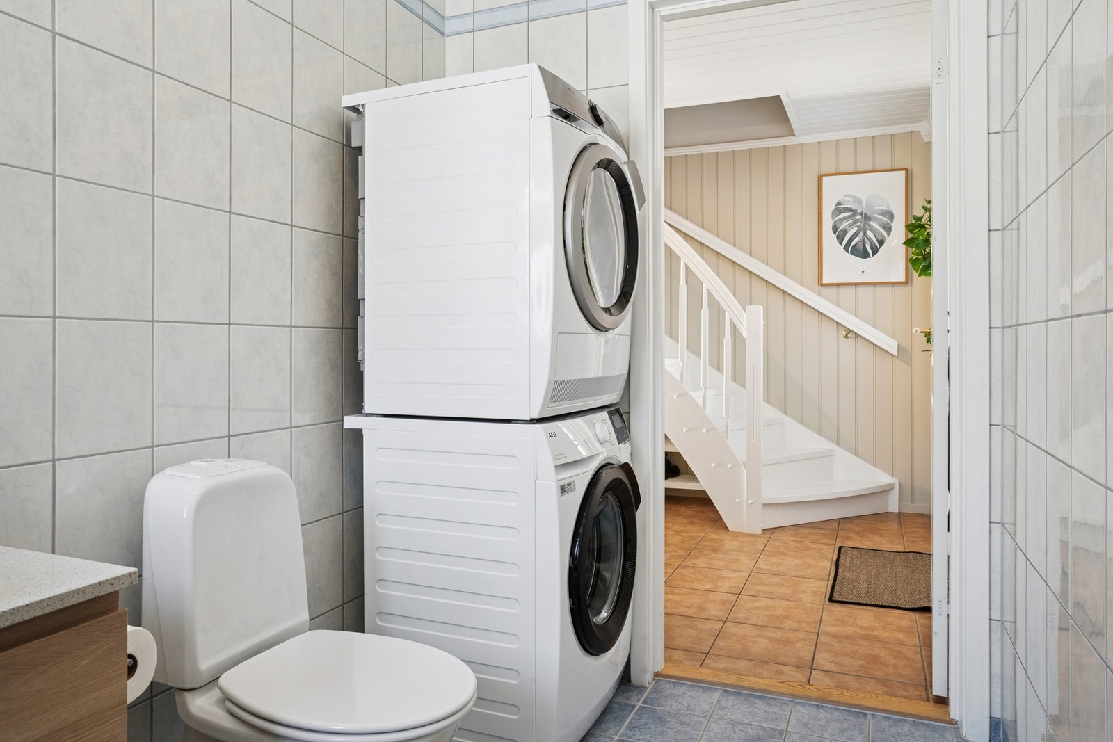 Badet har også opplegg for vaskemaskin og tørketrommel. Galleribilde