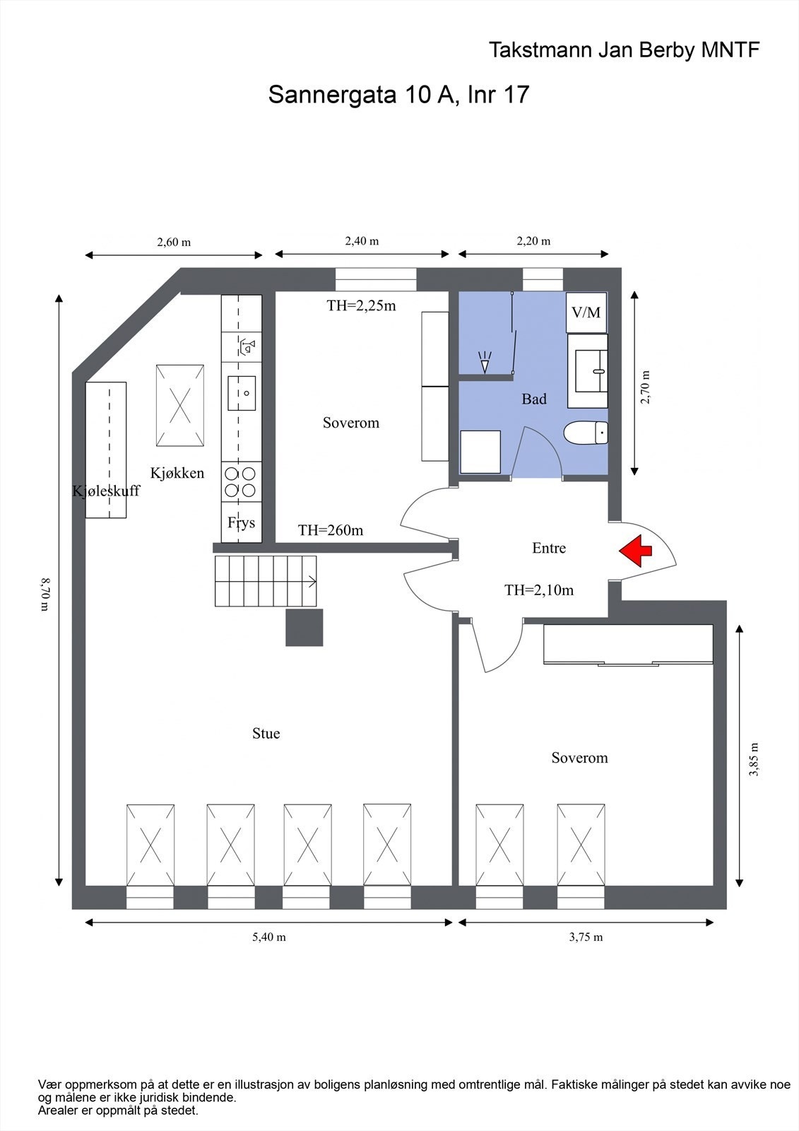 Plantegning. I tillegg medfølger en stod kjellerbod og bod i trappeløpet. Galleribilde
