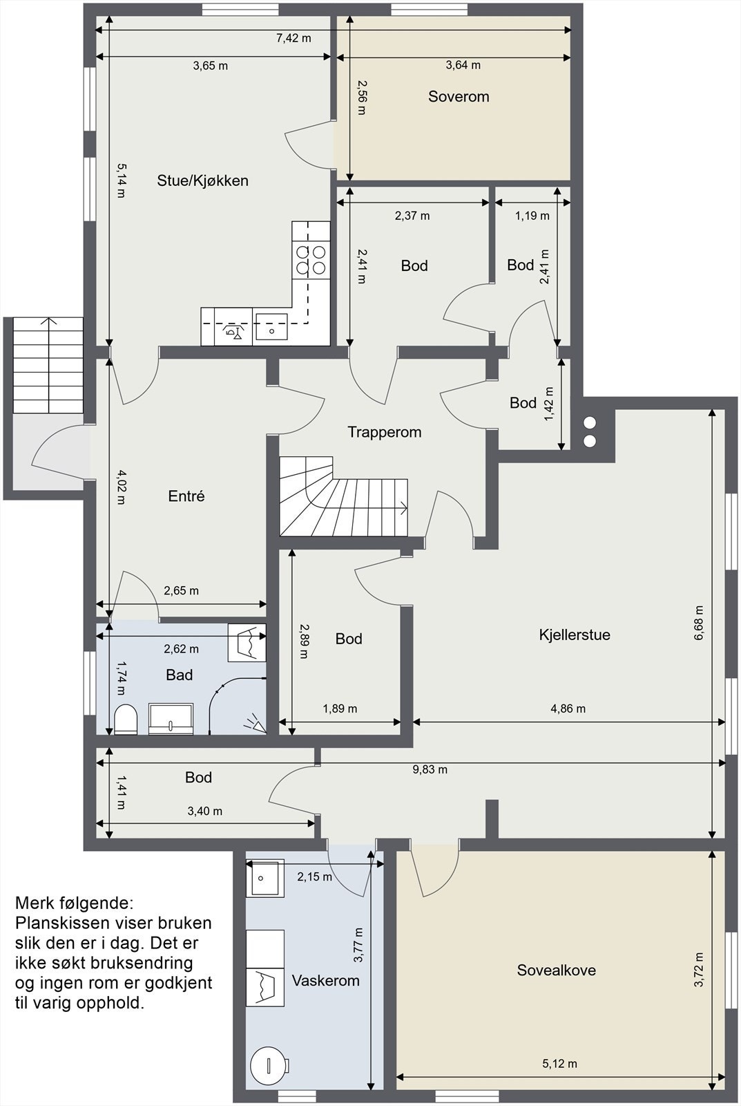 Underetasjen slik den i dag benyttes, se også salgsoppgaven Galleribilde
