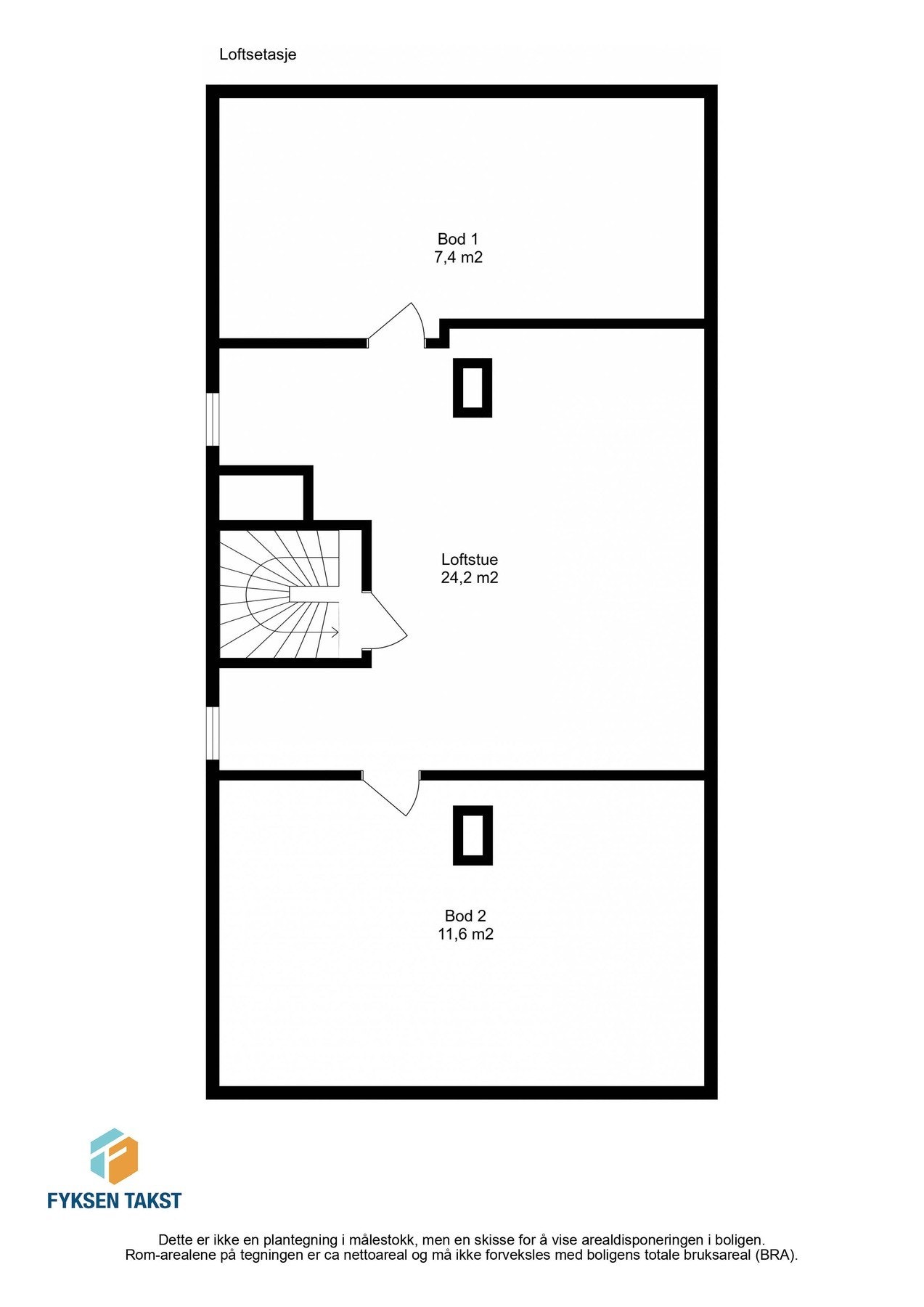 Planskisse - loftetasje. Galleribilde