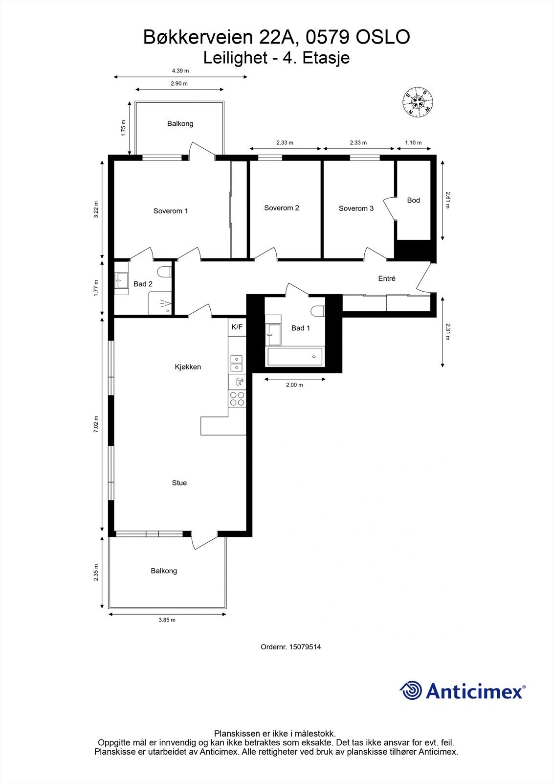Målsatt plantegning Galleribilde