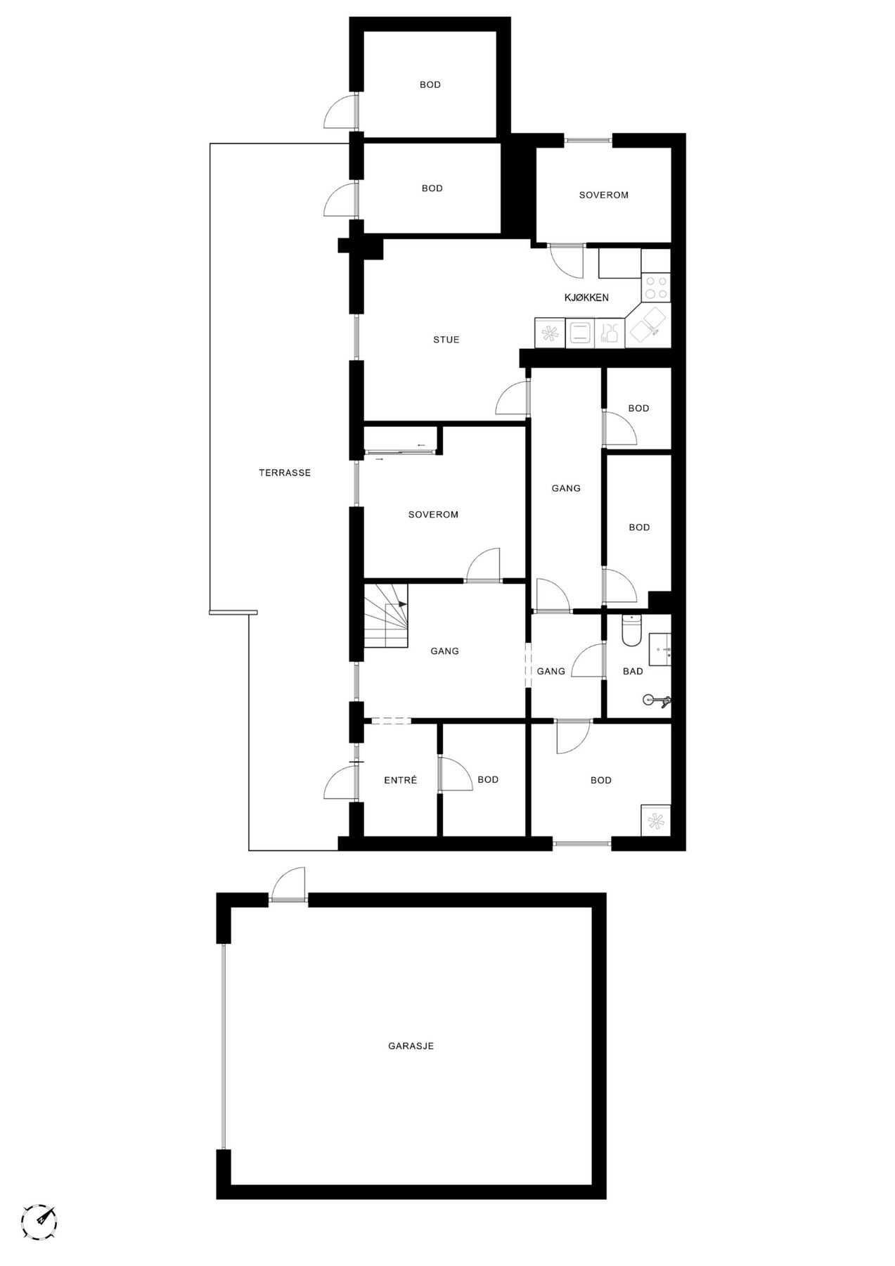 Plantegning - underetasje og garasje. Galleribilde