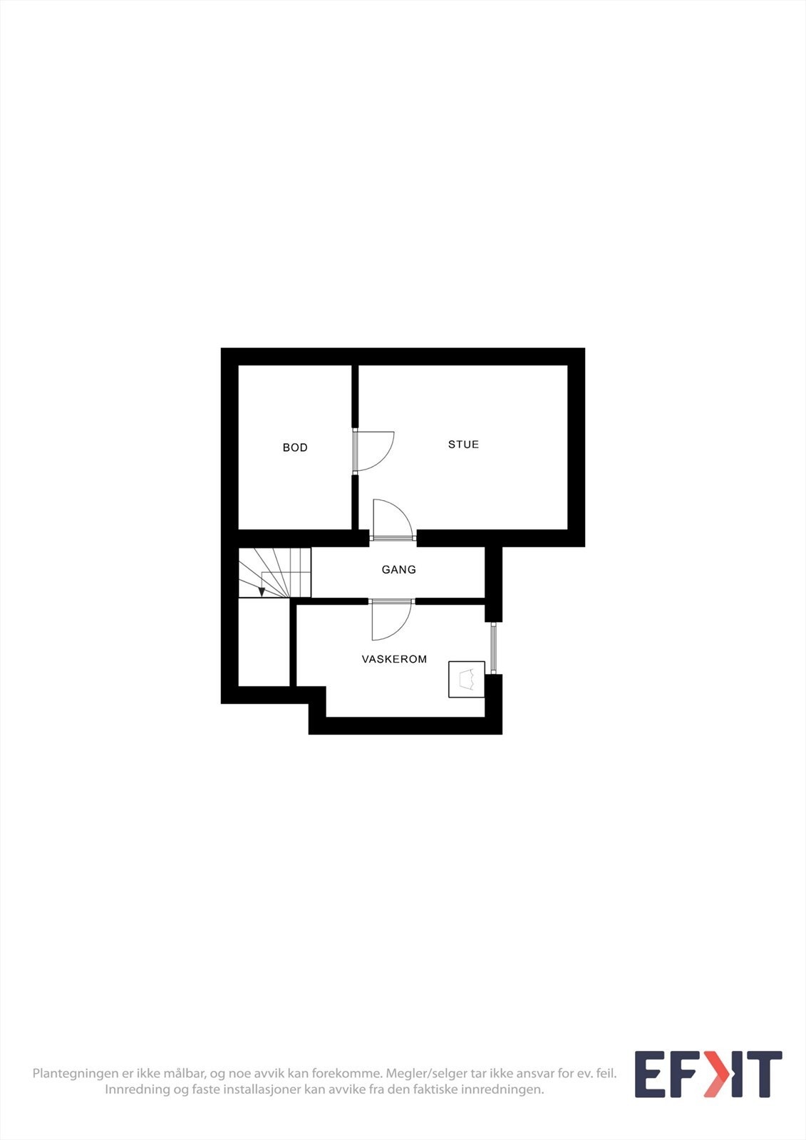 Plantegning underetasje (NB: Stue er registrert som bod) Galleribilde
