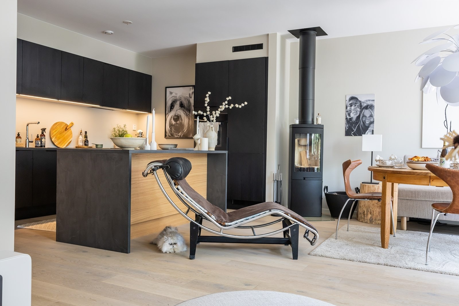 Den vakre kjøkkeninnredningen utgjør et stilrent møbel i seg selv. Galleribilde