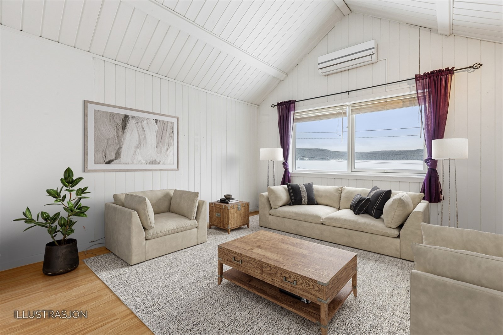 Stuen er et romslig samlingspunkt med god plass til møblering. Galleribilde