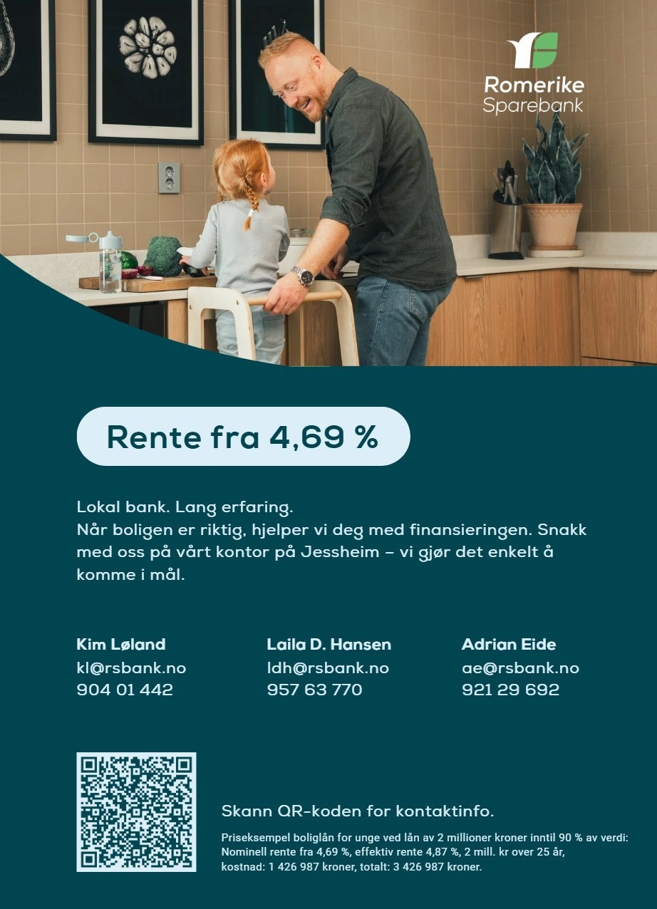 Trenger du bistand til finansiering - ta kontakt med Romerike sparebank. Galleribilde