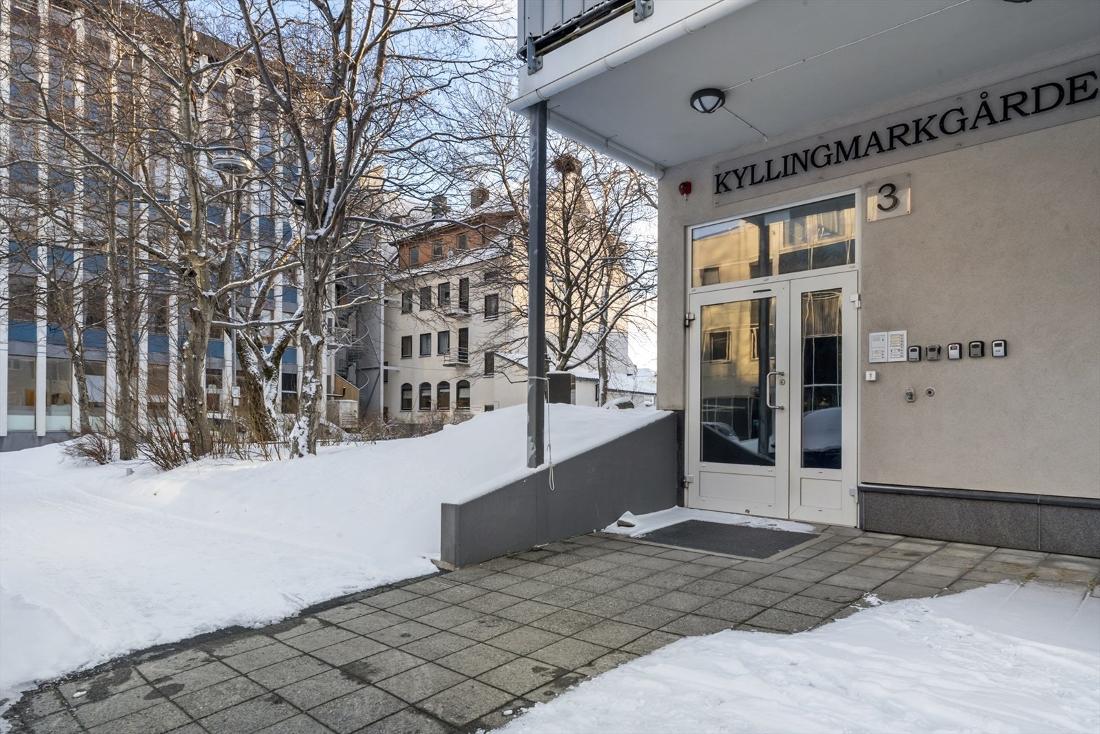 Inngangsparti til leilighetene fra Håkon Kyllingmarks Gate Galleribilde